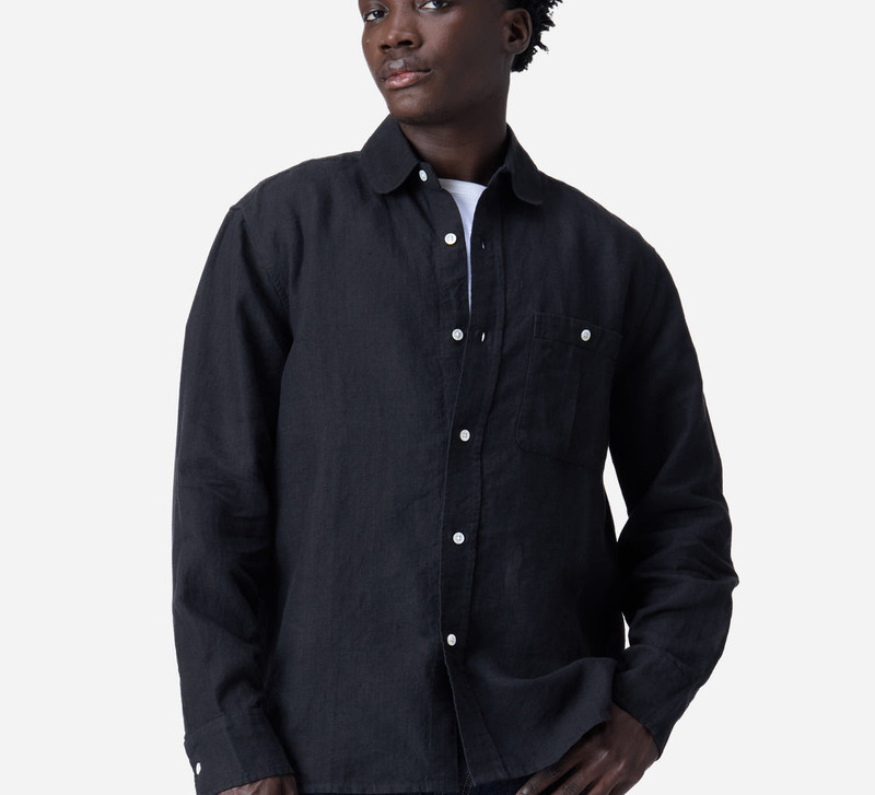 3sixteen Club Collar Shirt - Black Hemp outlook