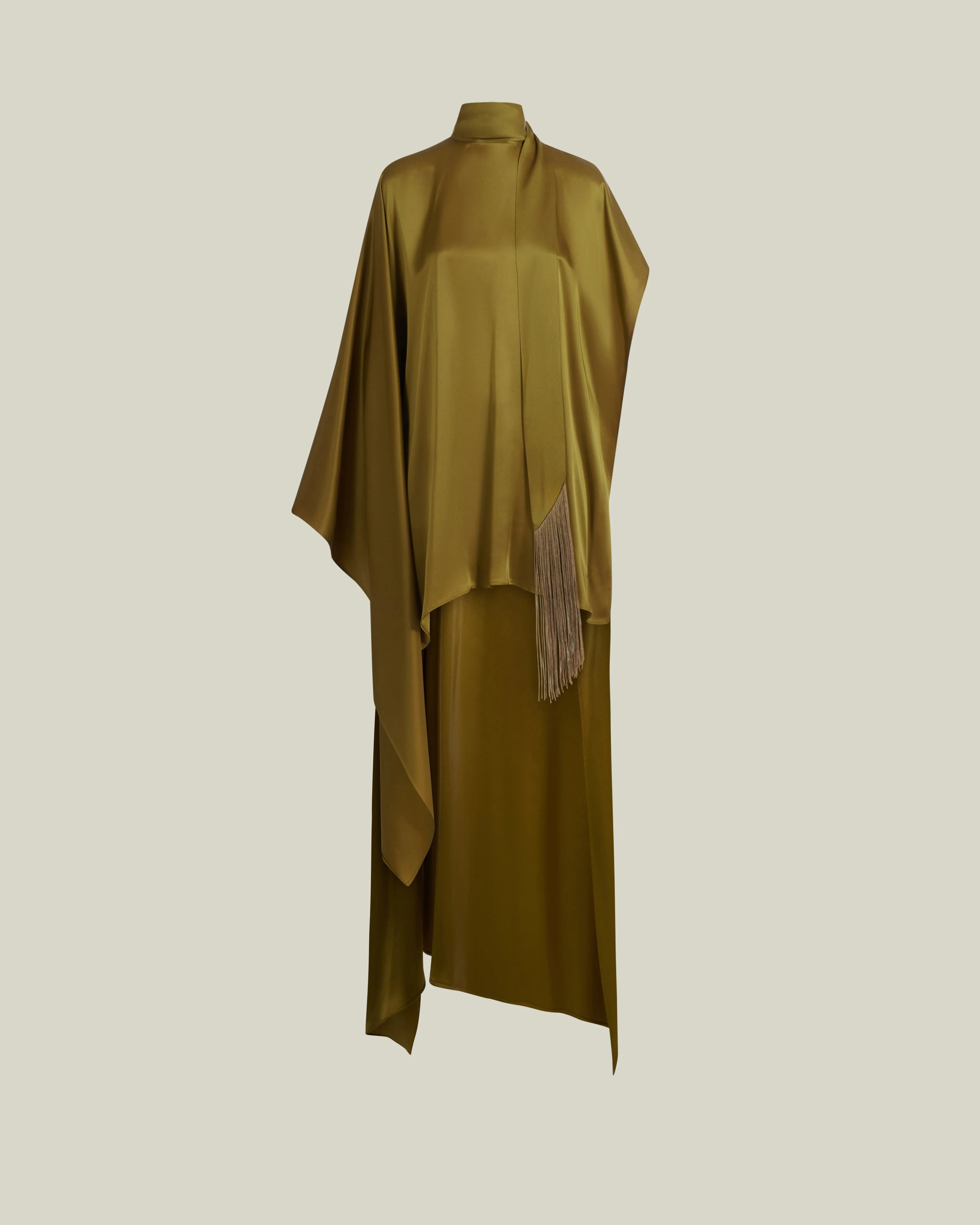 California Satin Kaftan in Antique Bronze - 1