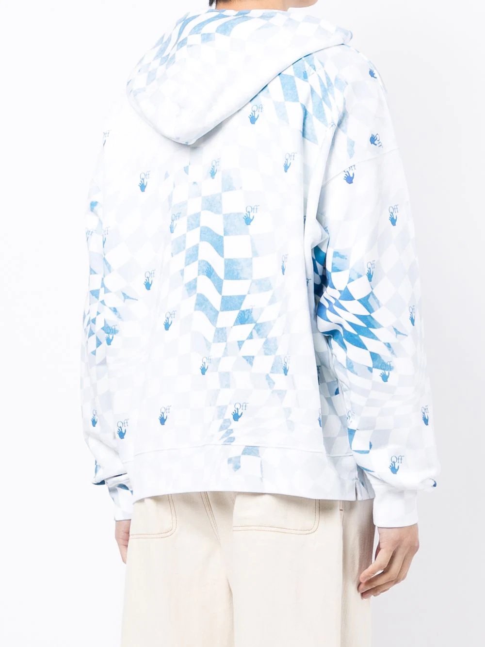 checkerboard-print logo-print cotton hoodie - 4