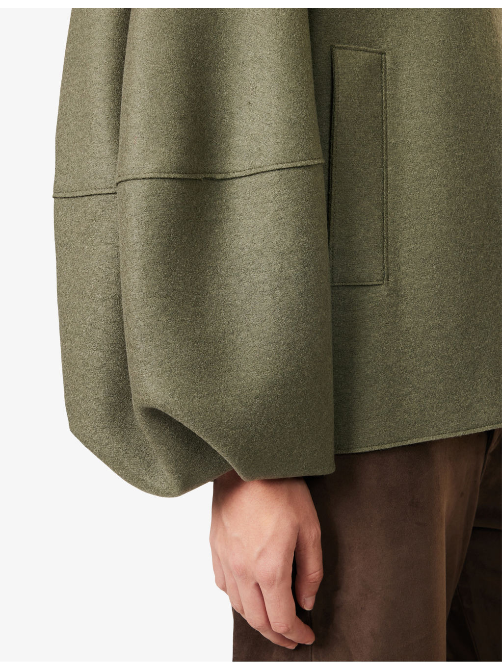 Puff Sleeves Pressed Wool Jacket - 5