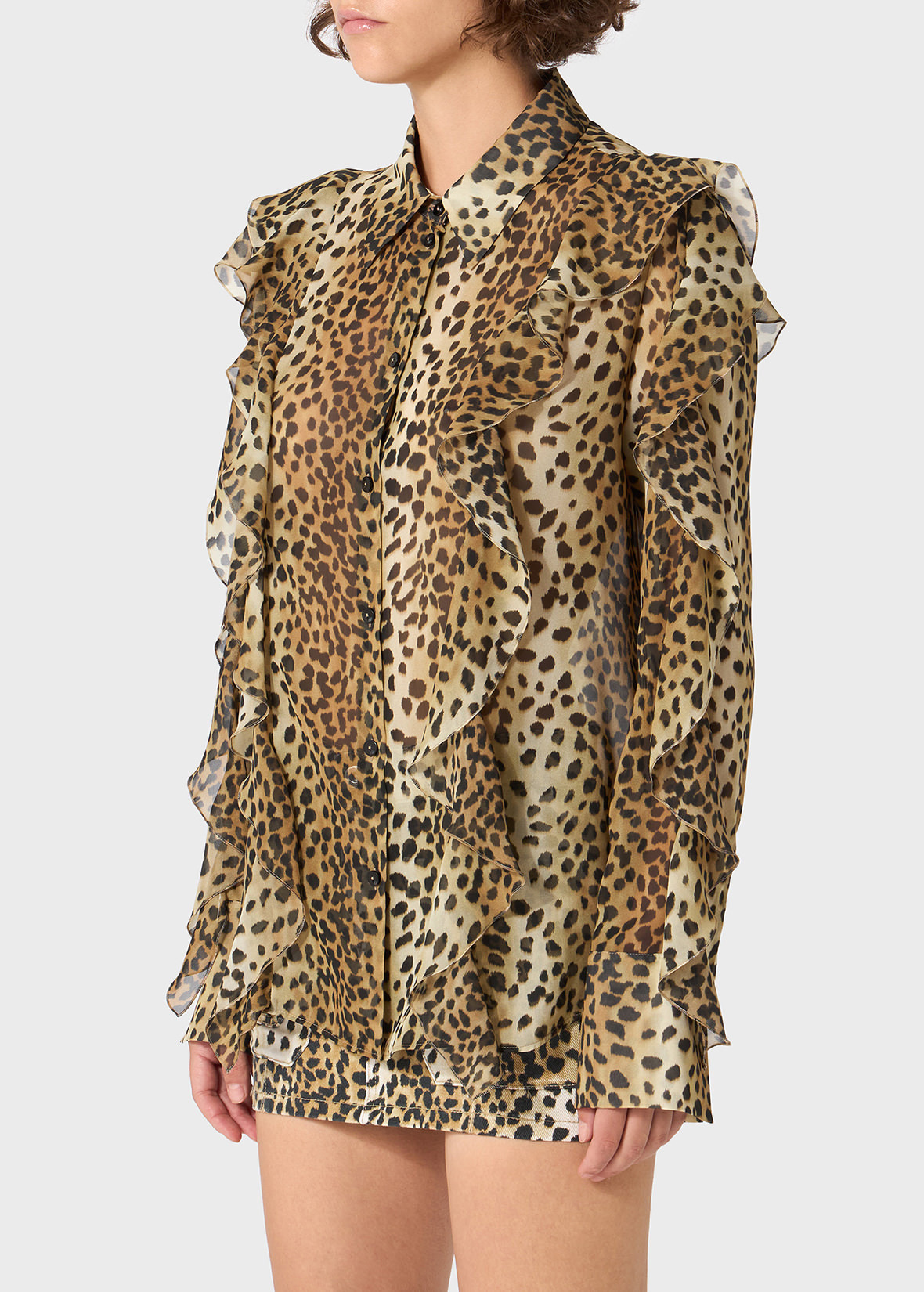 PRINTED GEORGETTE SHIRT WITH RUFFLES - 5