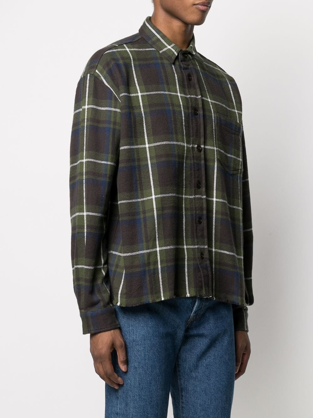 raw checked flannel shirt - 3