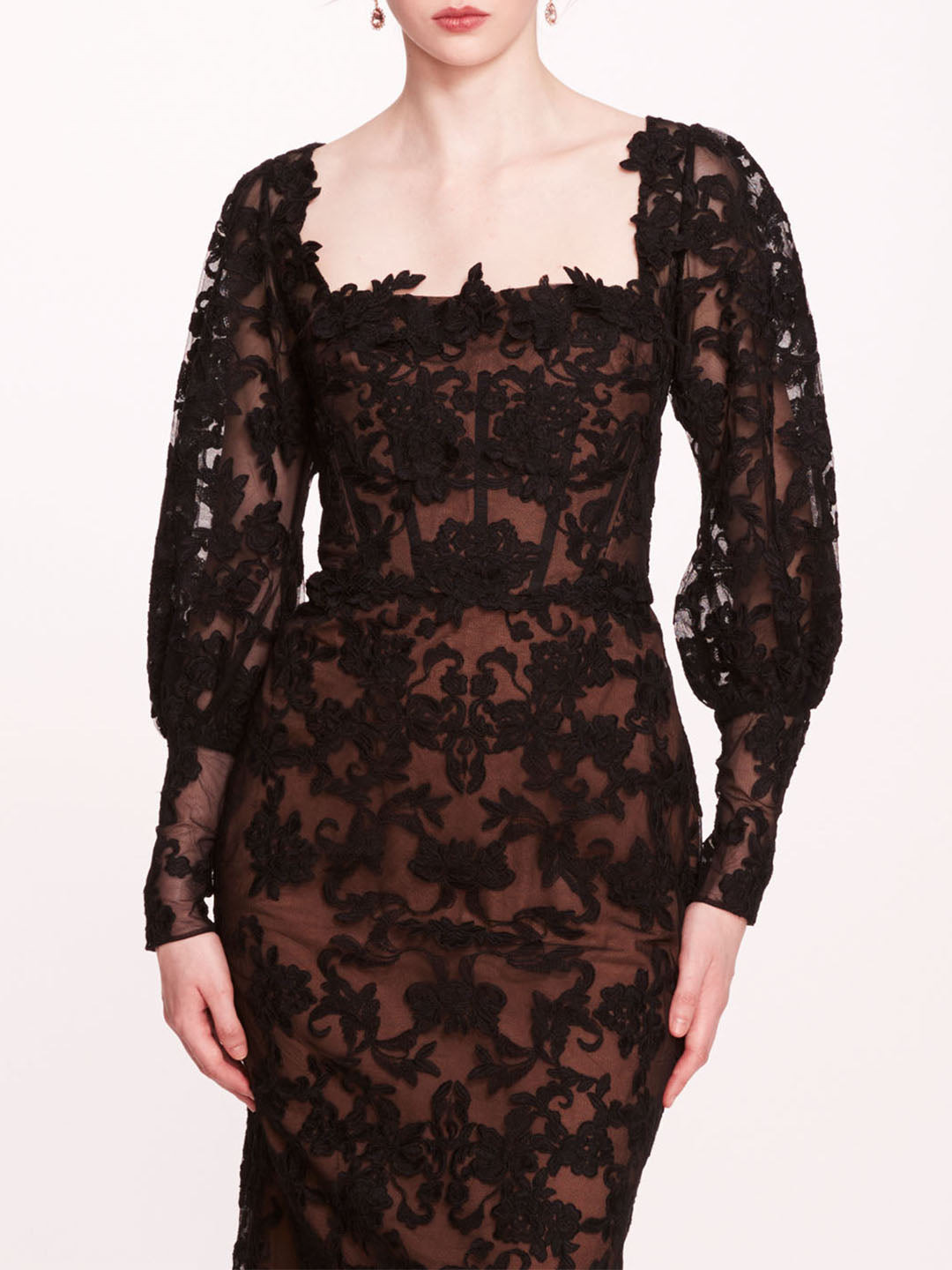 LONG SLEEVE CORDED MIDI DRESS - 4