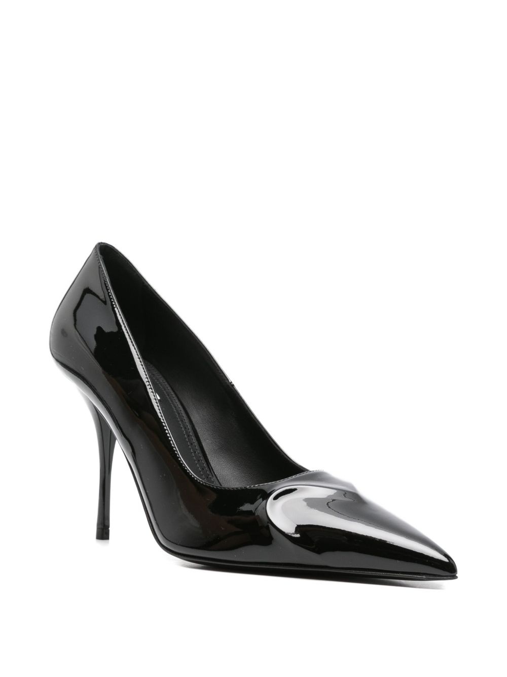 100mm leather heeled pumps - 2