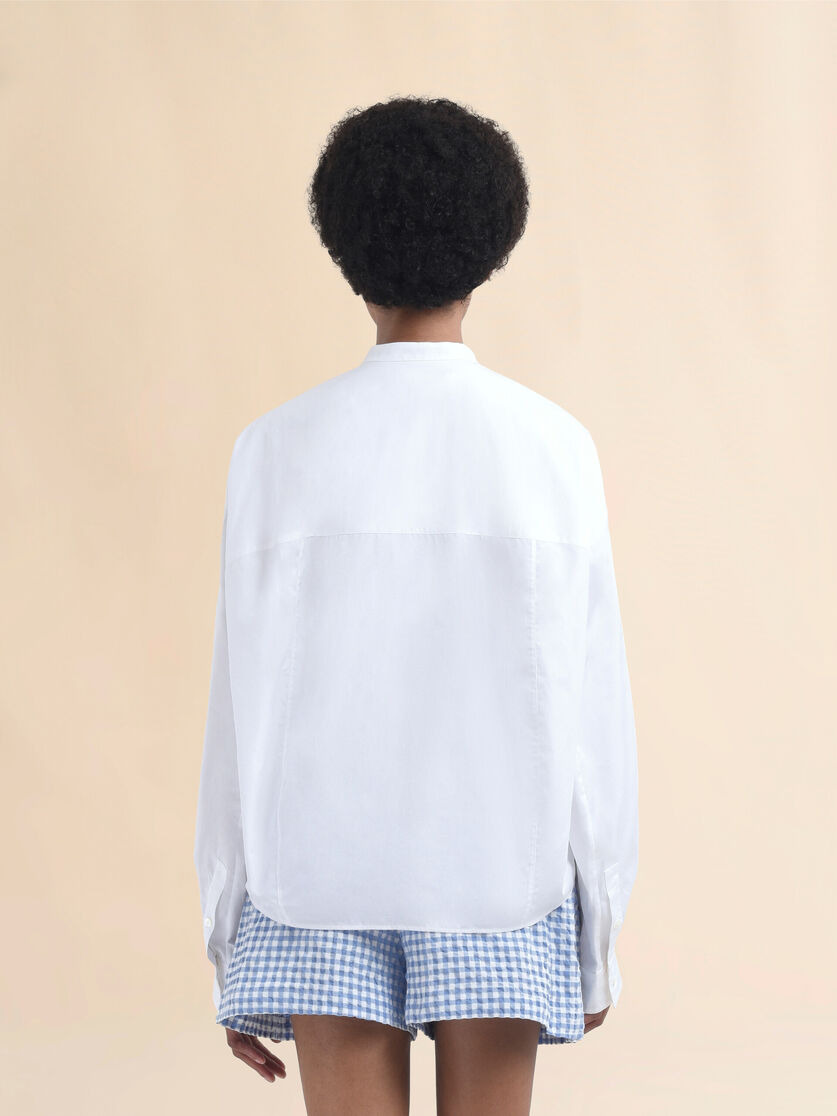 WHITE ORGANIC COTTON SHIRT WITH MANDARIN COLLAR AND MARNI SYMBOL - 3
