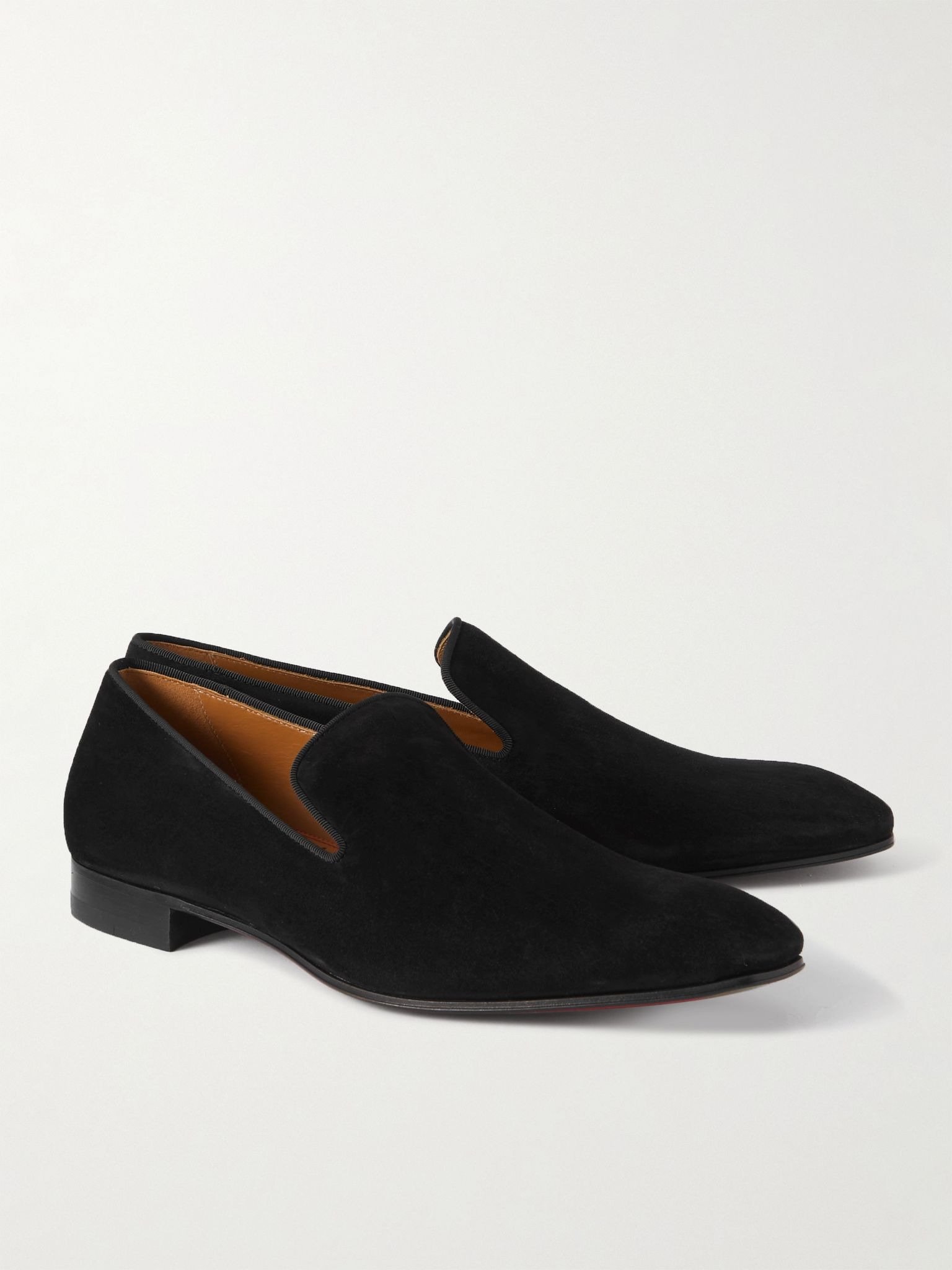 Dandelion Grosgrain-Trimmed Suede Loafers Black - 3