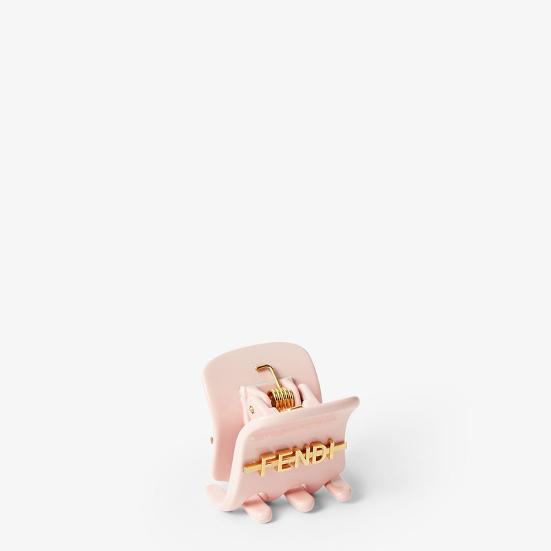 Fendigraphy hair clip Pastel pink and gold-colored metal hair clip 1