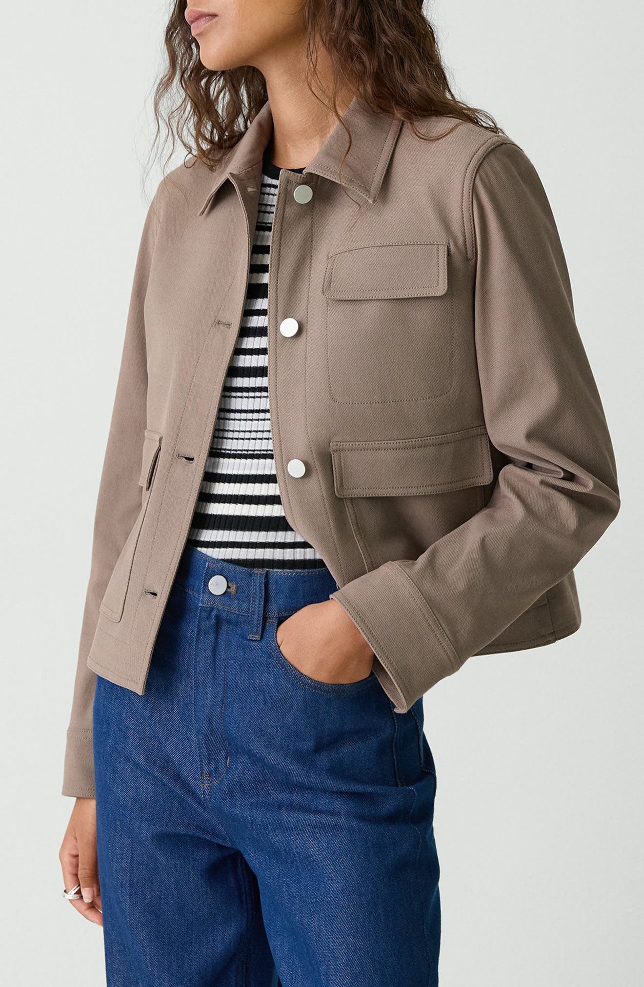 Theory Casual Button Front Jacket in Walnut at Nordstrom - 3