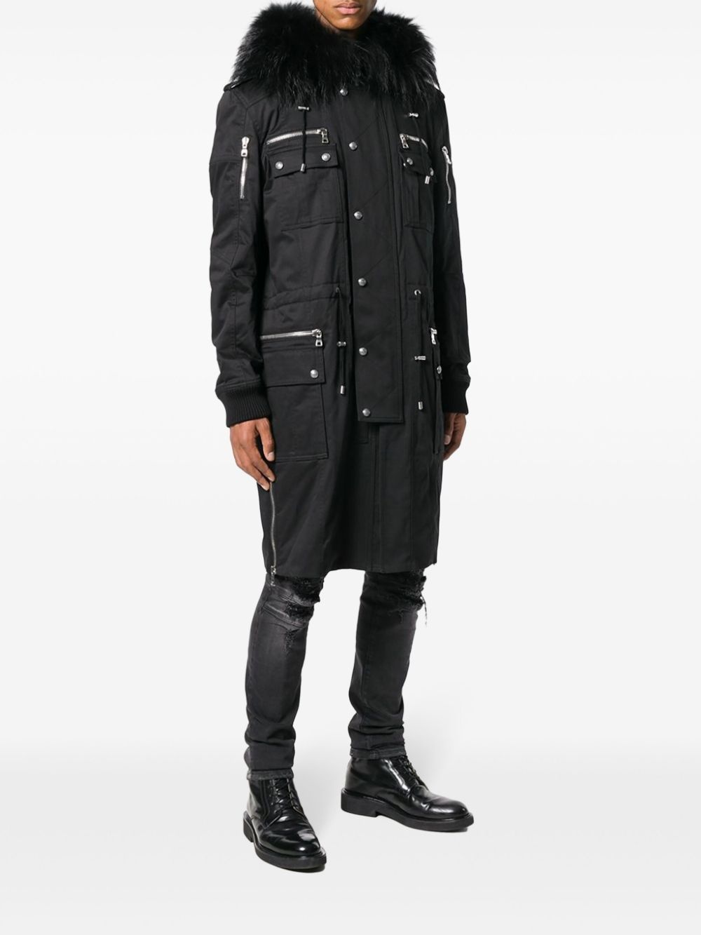 faux-fur trim parka - 3