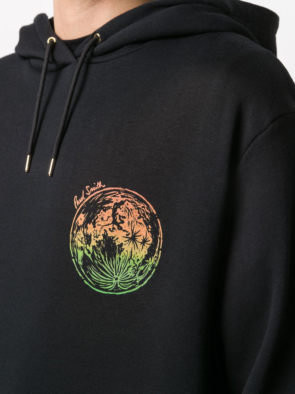 logo print drawstring hoodie - 5