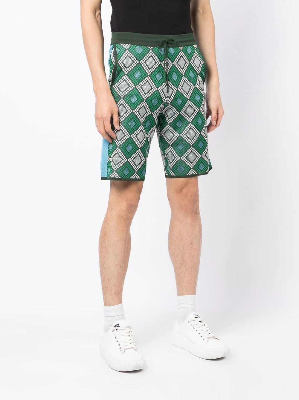 geometric-pattern knitted shorts - 3