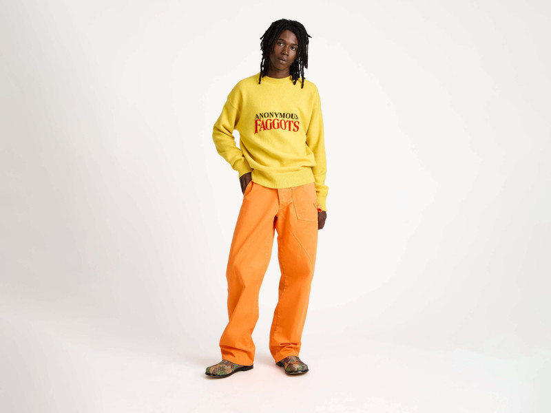 JW Anderson MENS 'ANONYMOUS FAGGOTS' JUMPER IN BRIGHT YELLOW outlook