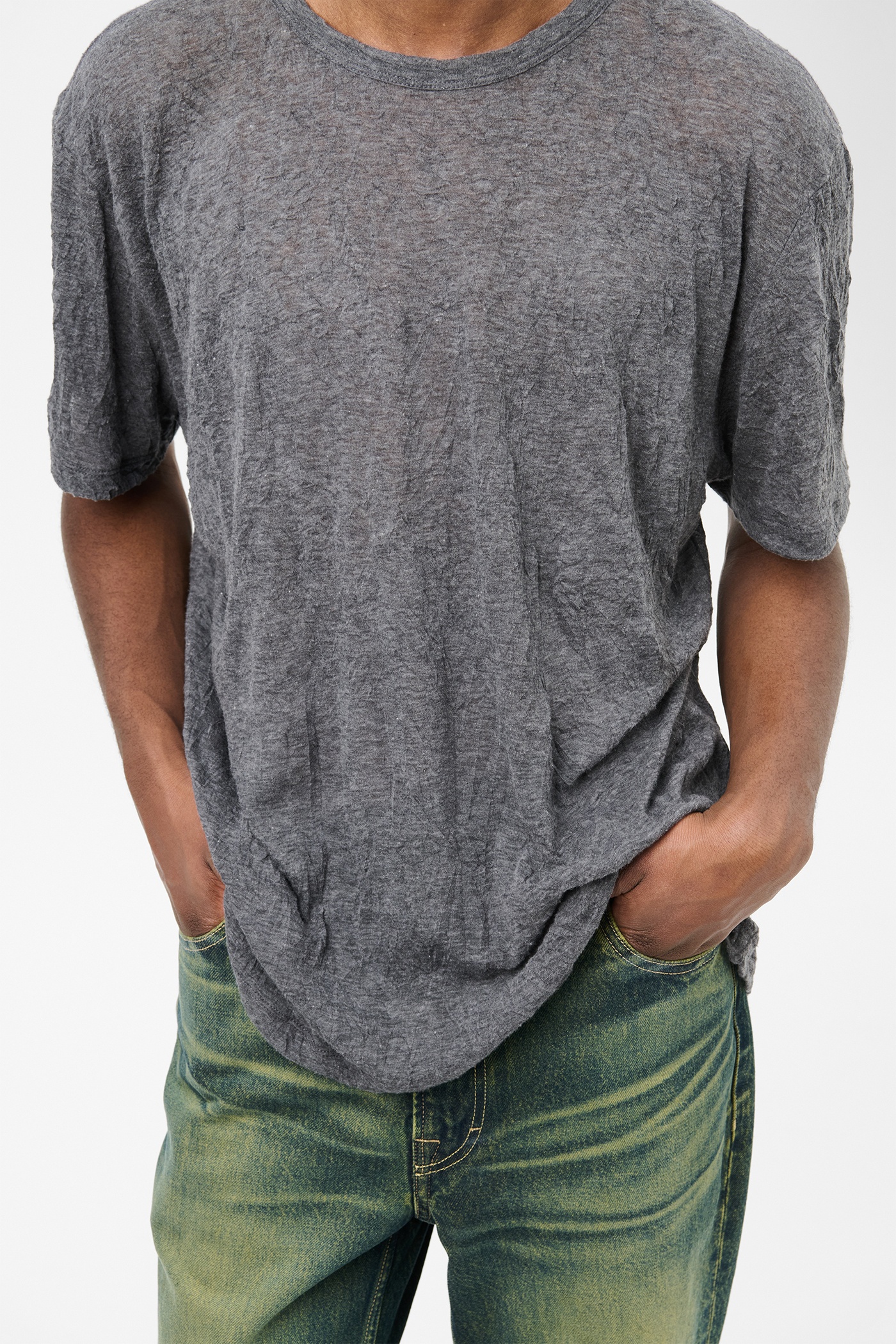 New Box T-shirt Anthracite Crinkle Guaze - 4