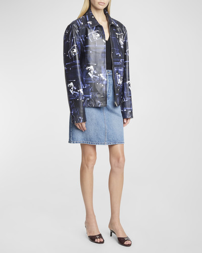 COPERNI Abstract-Print Faux Leather Zip Jacket outlook