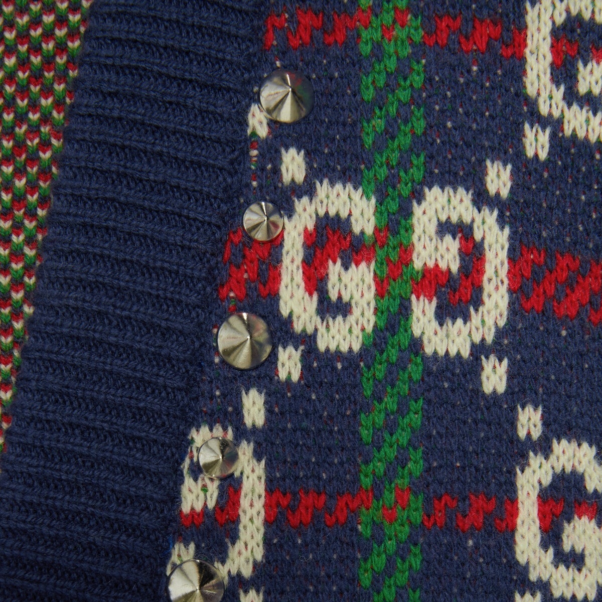 GG check knit wool cardigan - 4