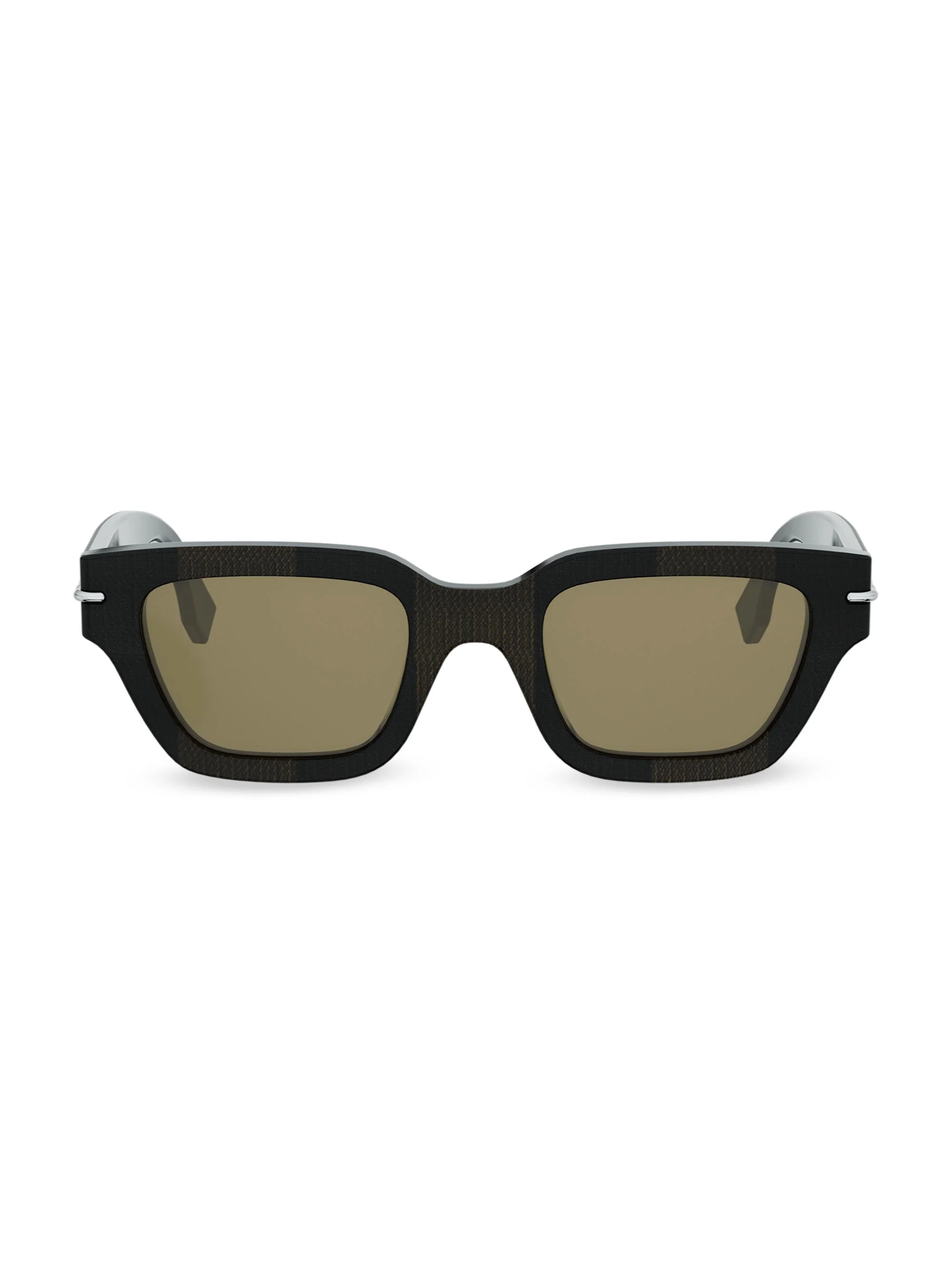 Men Fendi Selleria 50MM Rectangular Sunglasses - Dark Brown And Brown - 1