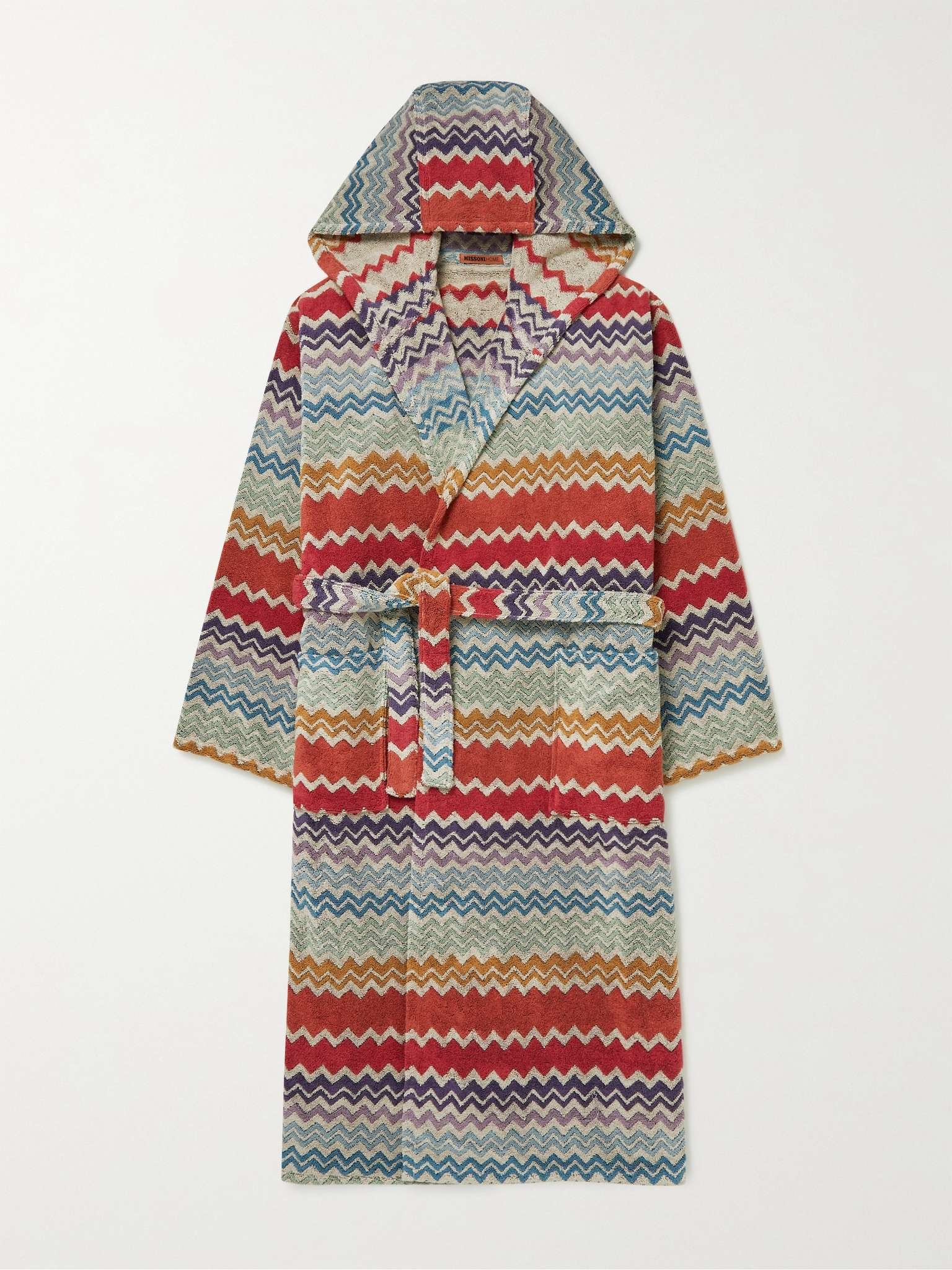 Rufus Cotton-Terry Jacquard Hooded Robe - 1