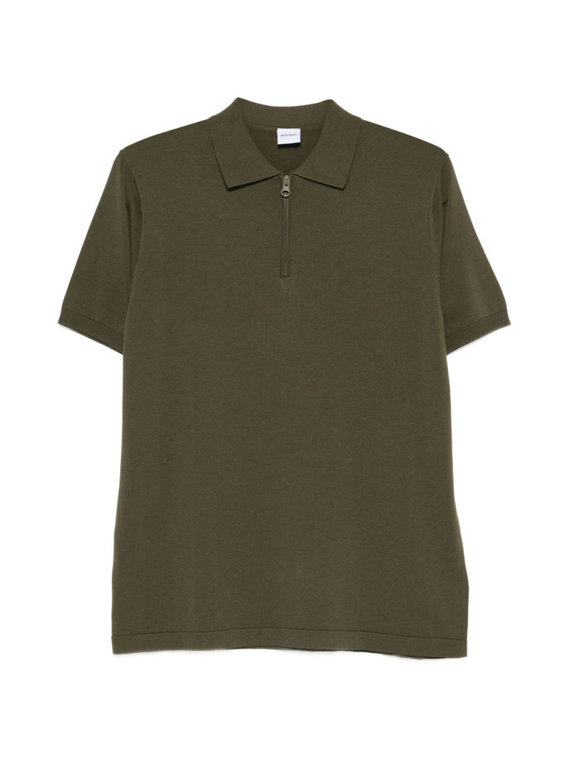 zip-neck knit polo shirt 1
