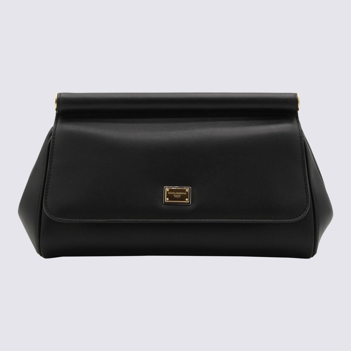 DOLCE & GABBANA BLACK LEATHER SICILY CLUTCH BAG - 1