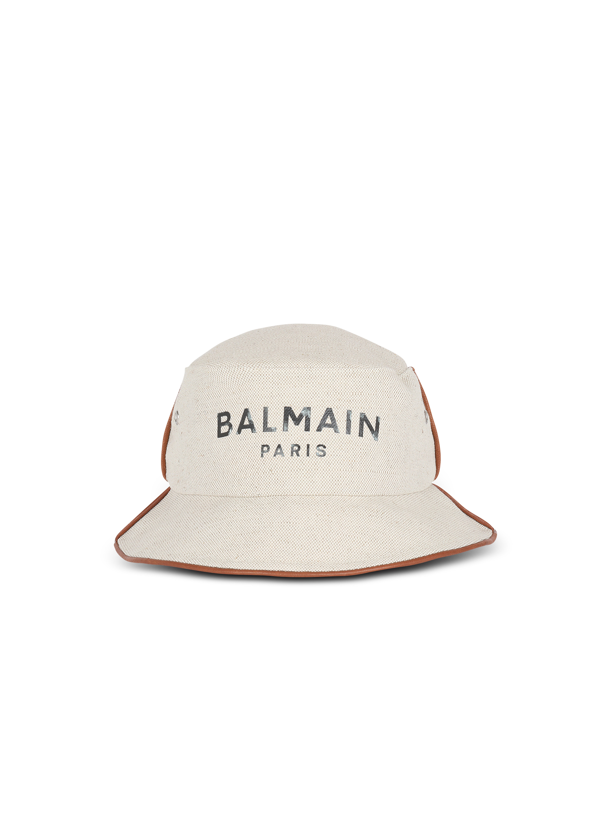 Cotton and leather B-Army bucket hat with Balmain logo - 1
