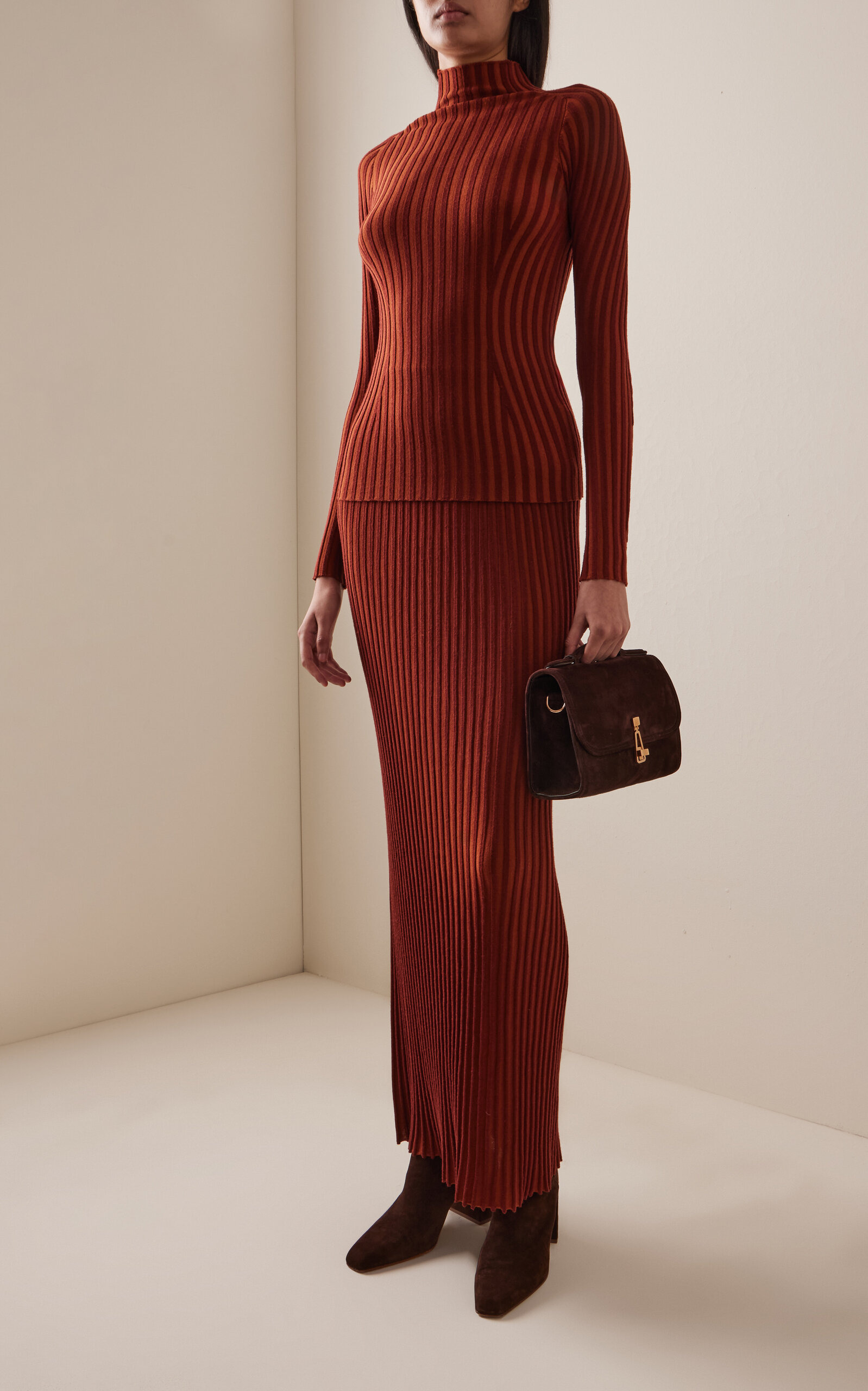 Karlene Ribbed Virgin-Wool Top brown - 3