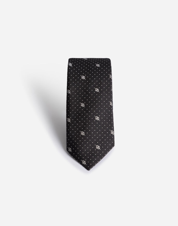 Silk blade tie with polka-dot design and DG logo (6 cm) - 2