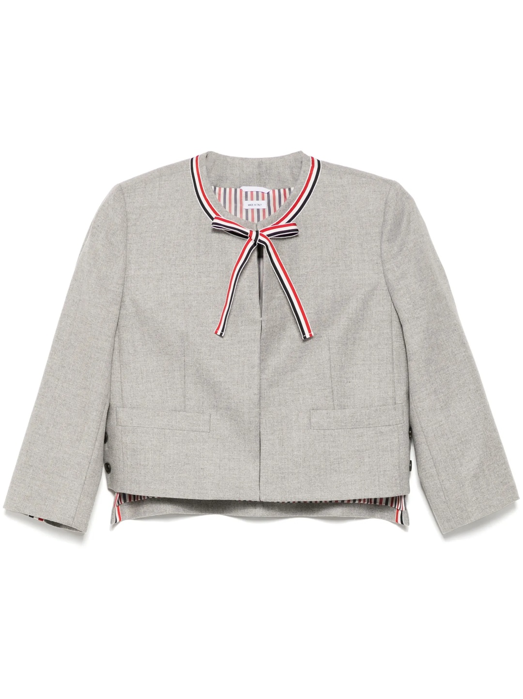 Wool Flannel Bow Cardigan Jacket - 2