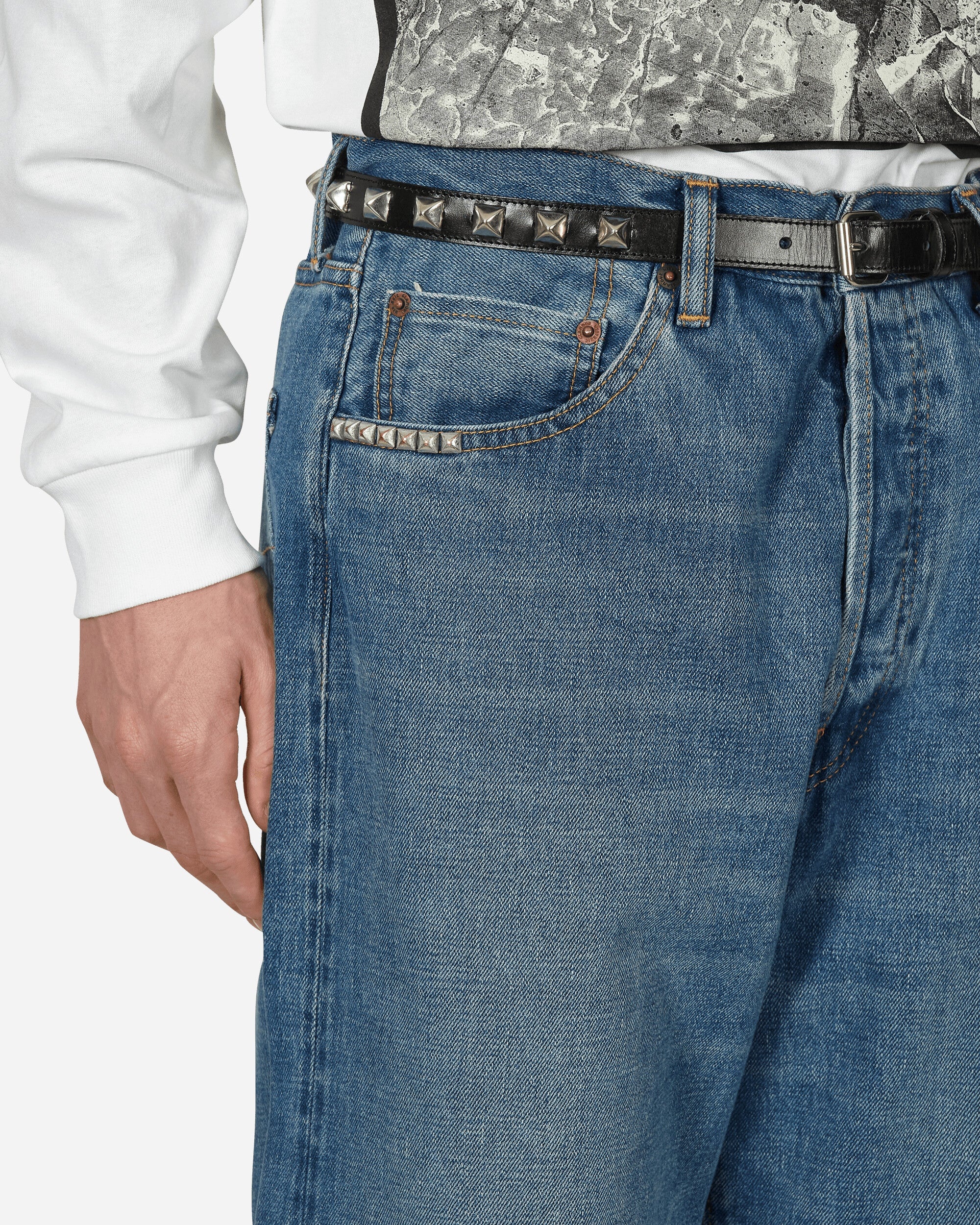 Studded Denim Jeans Indigo - 5