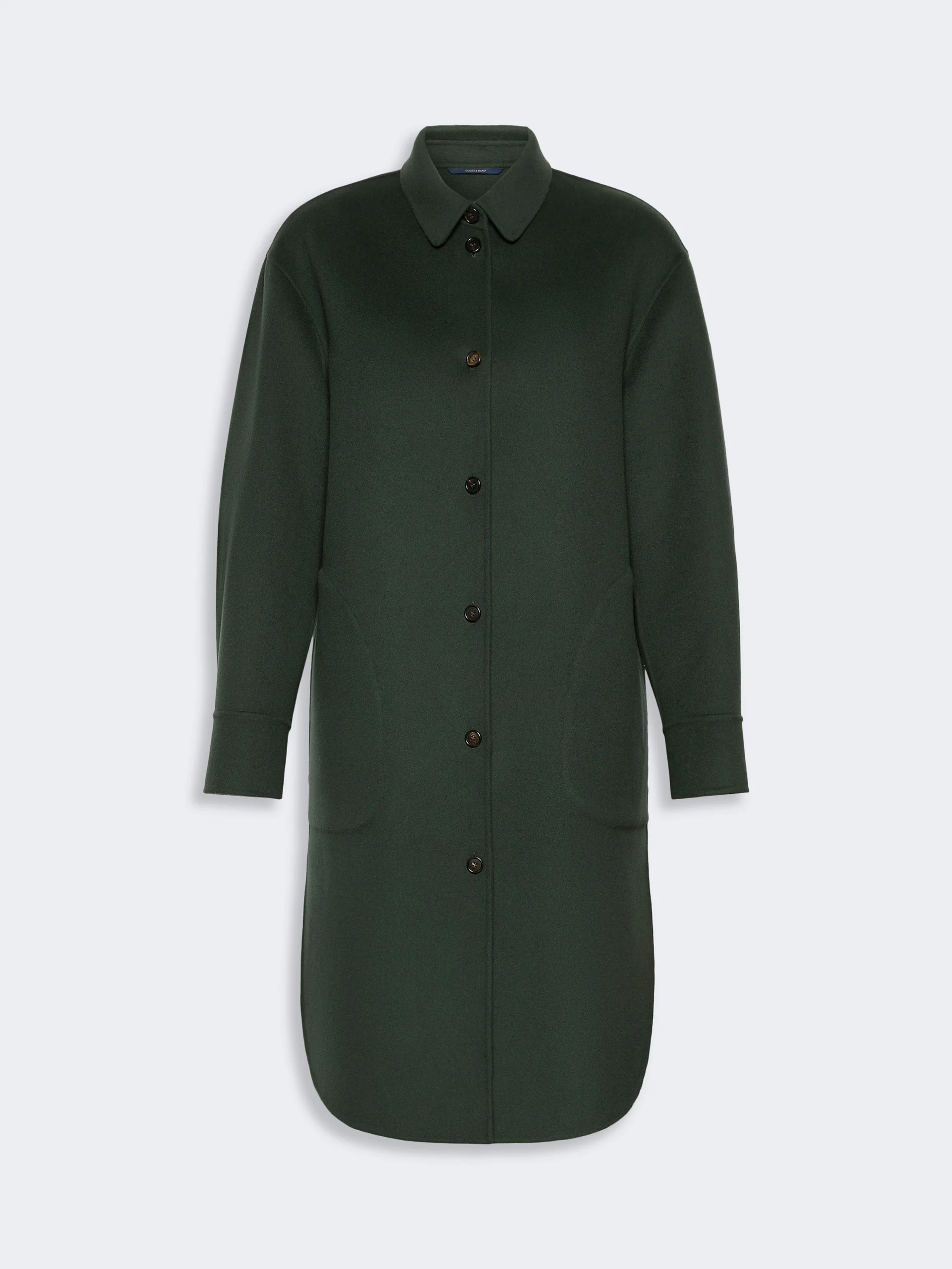 FANTE Wool drap midi coat - DARK GREEN - 1