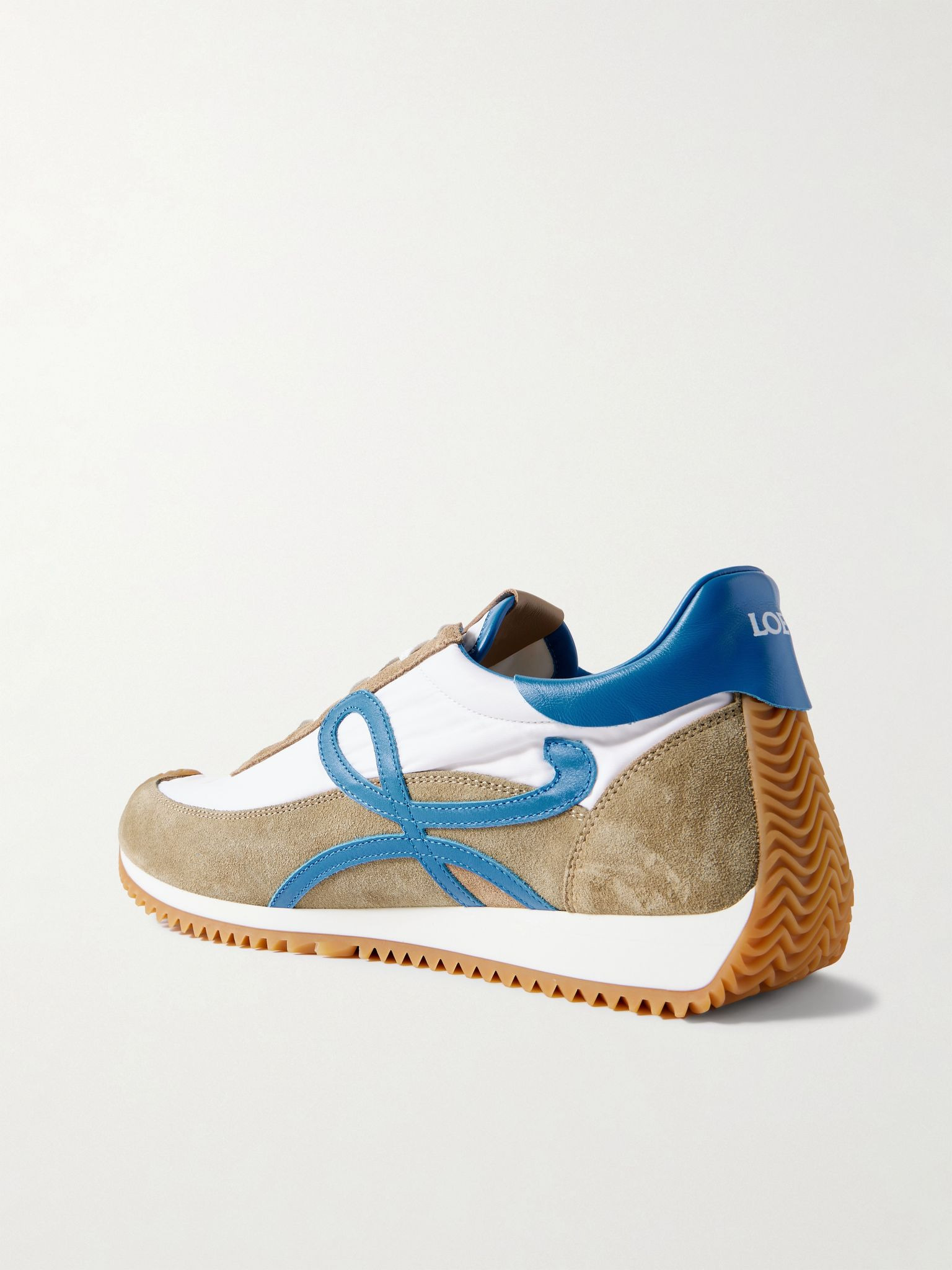 Flow Runner 2.0 Leather-Trimmed Suede and Nylon Sneakers White - 3