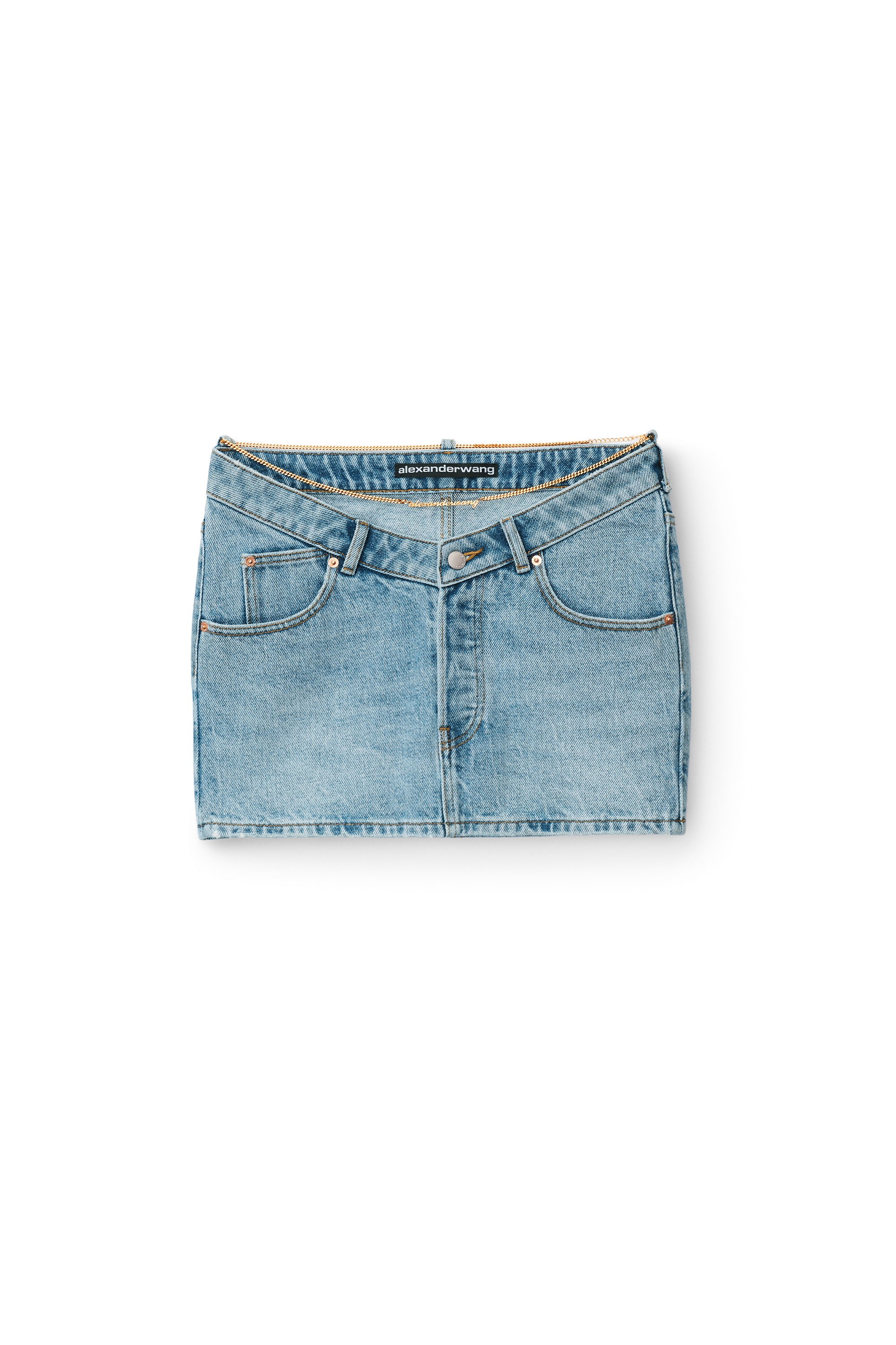 nameplate v front skirt in denim - 8