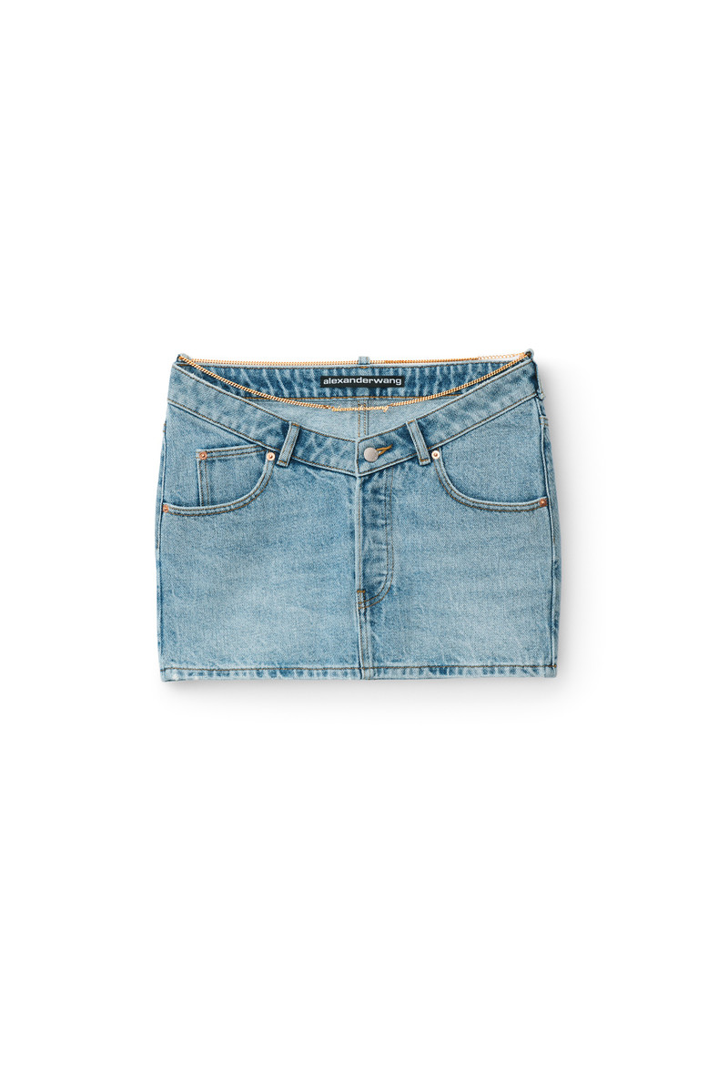 nameplate v front skirt in denim 8