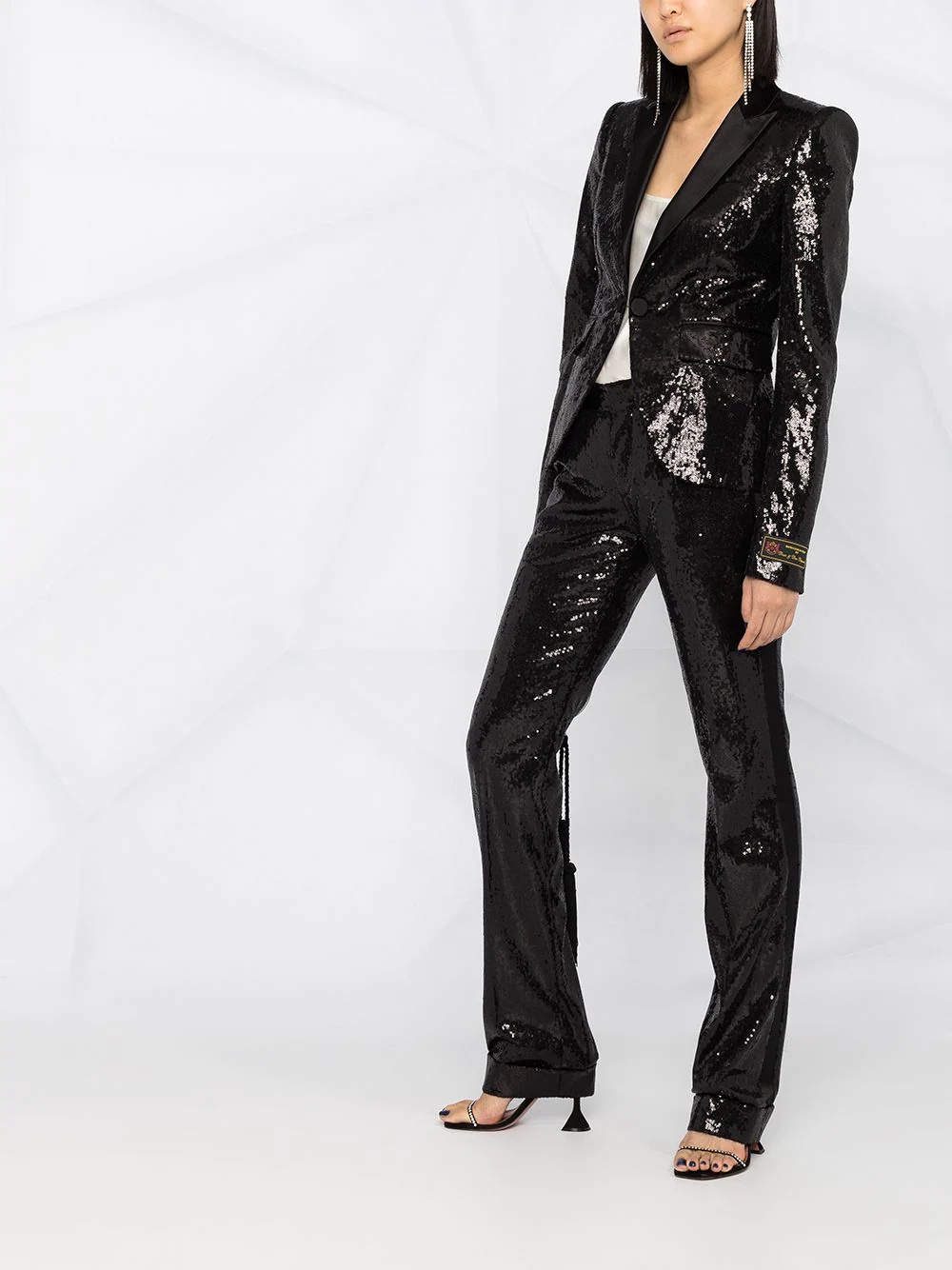 sequin embroidered fitted blazer - 6