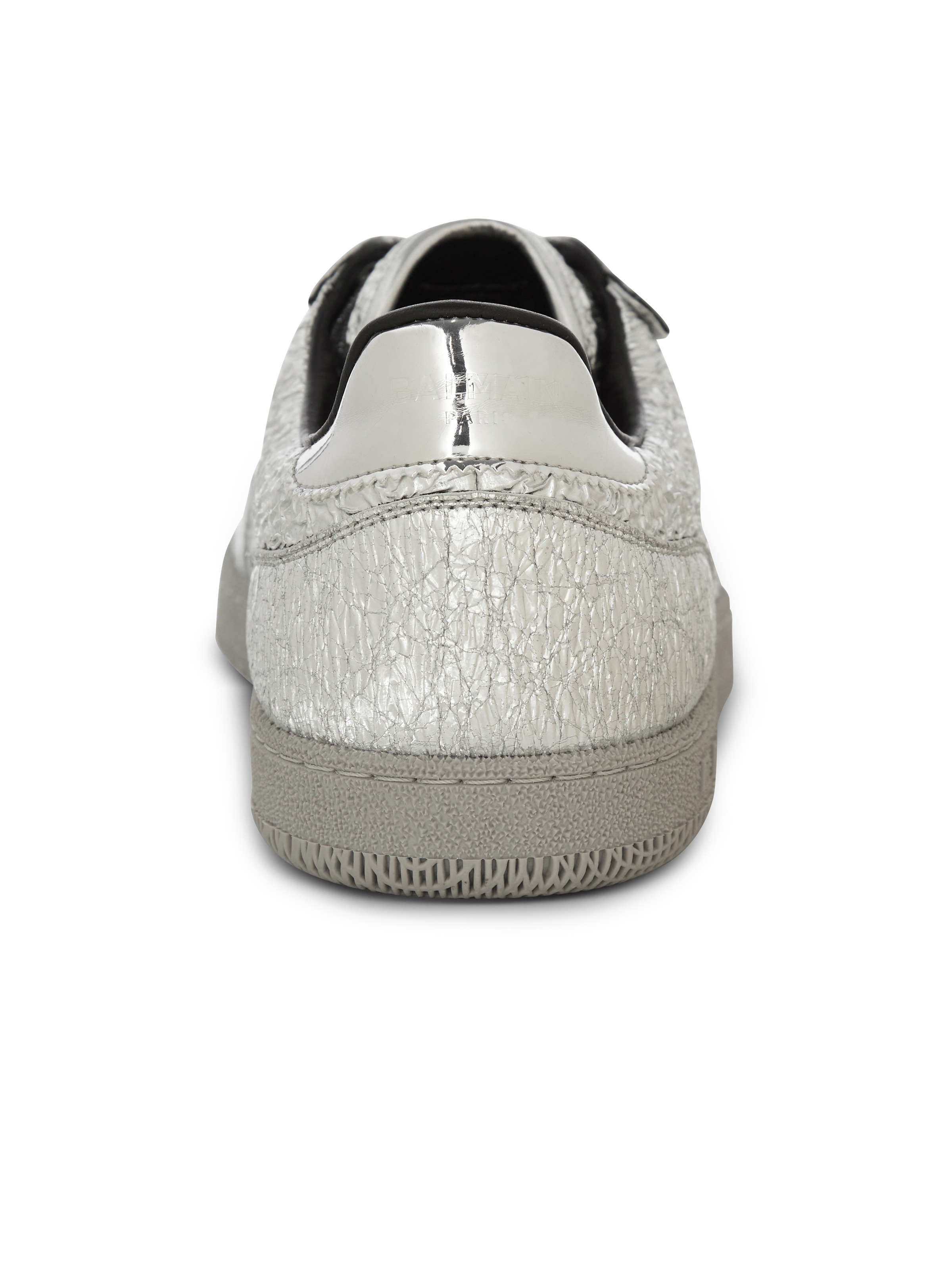 Balmain Swan silver leather trainers - 8