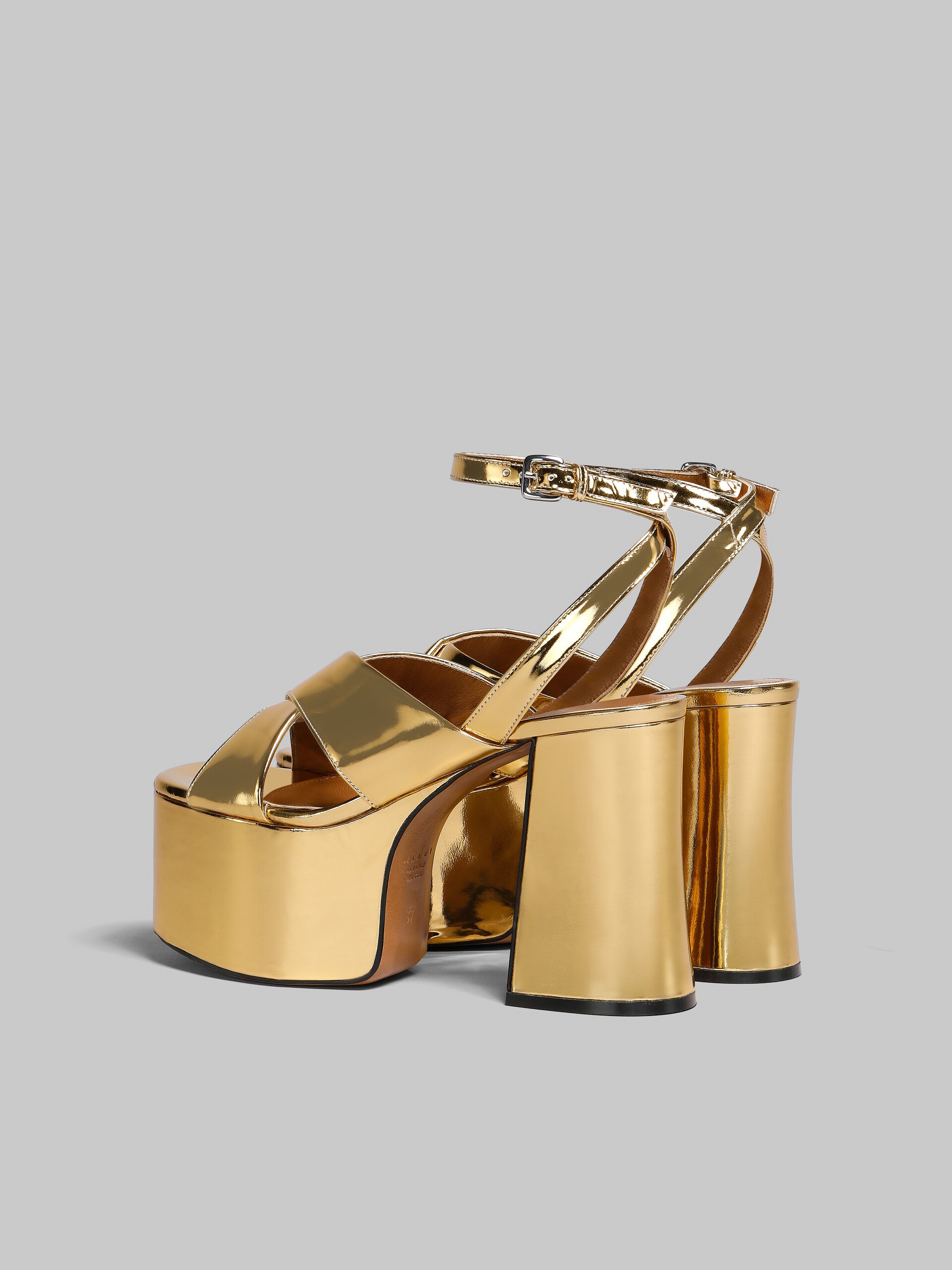 GOLD LEATHER PLATFORM SANDAL - 3