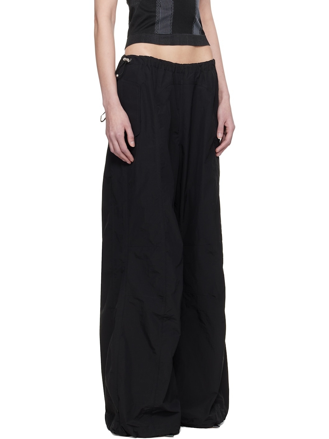 SSENSE Exclusive Black Crushed Nylon Parachute Trousers - 2