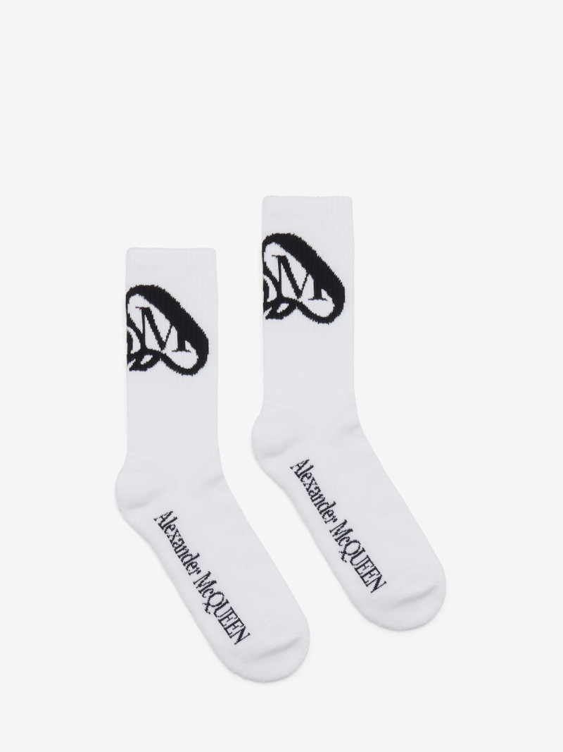 Men's Seal Logo Socks in Ivory/black 1