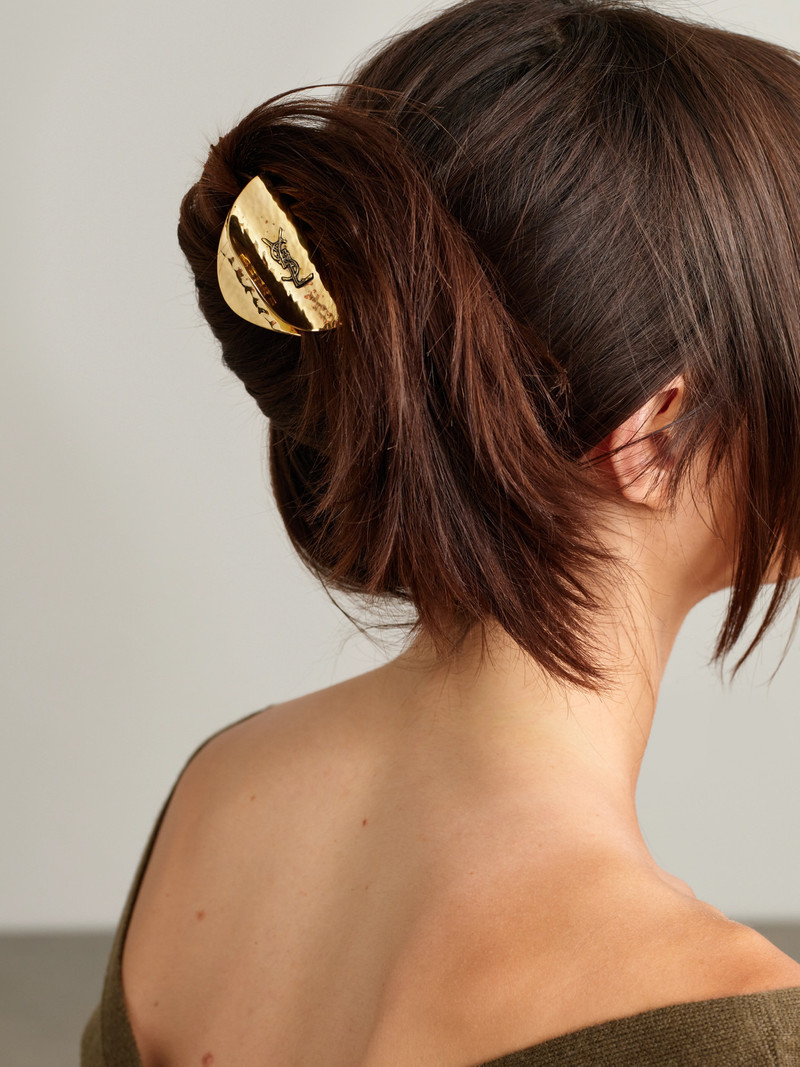 SAINT LAURENT Cassandre Gold-tone Hair Clip outlook