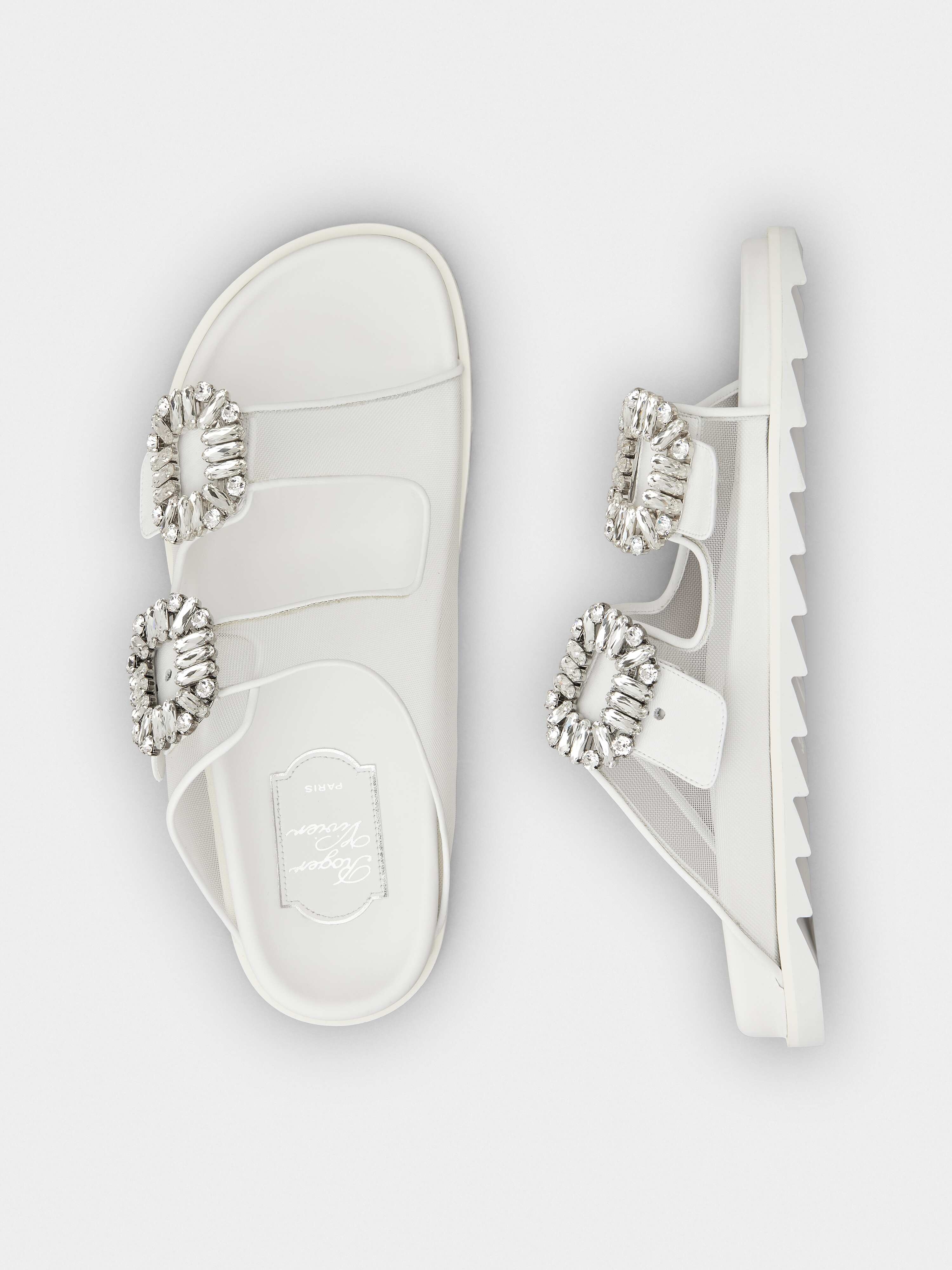 Slidy Viv' Strass Buckle Mules in Fabric - 4