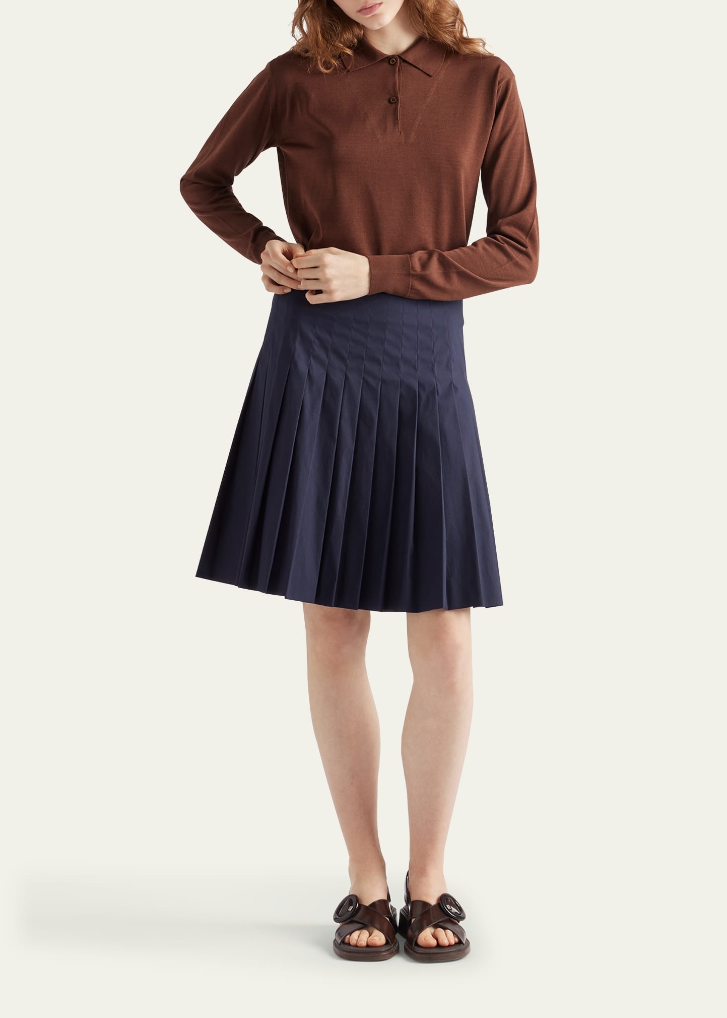 Cotton Long-Sleeve Polo Sweater - 2