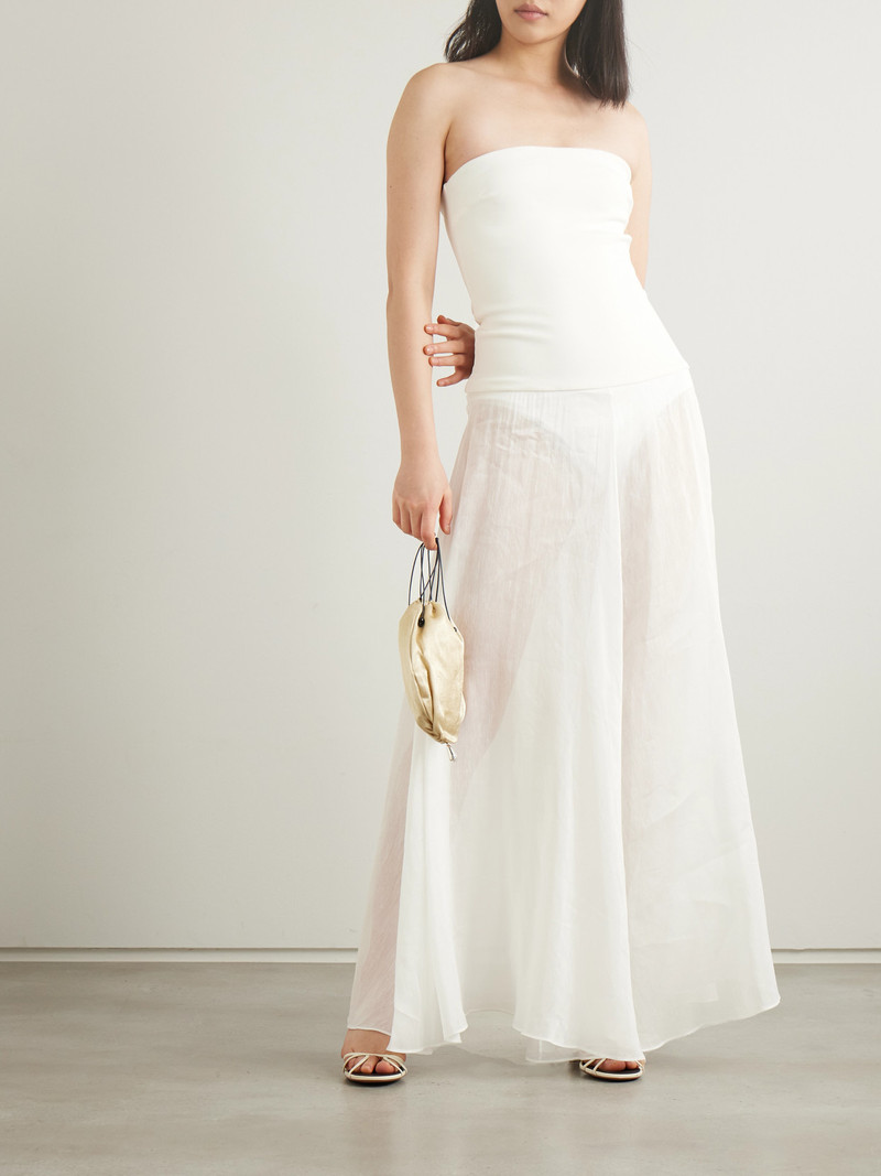 ESSE Studios Aire Strapless Ponte And Linen And Silk-blend Midi Dress outlook