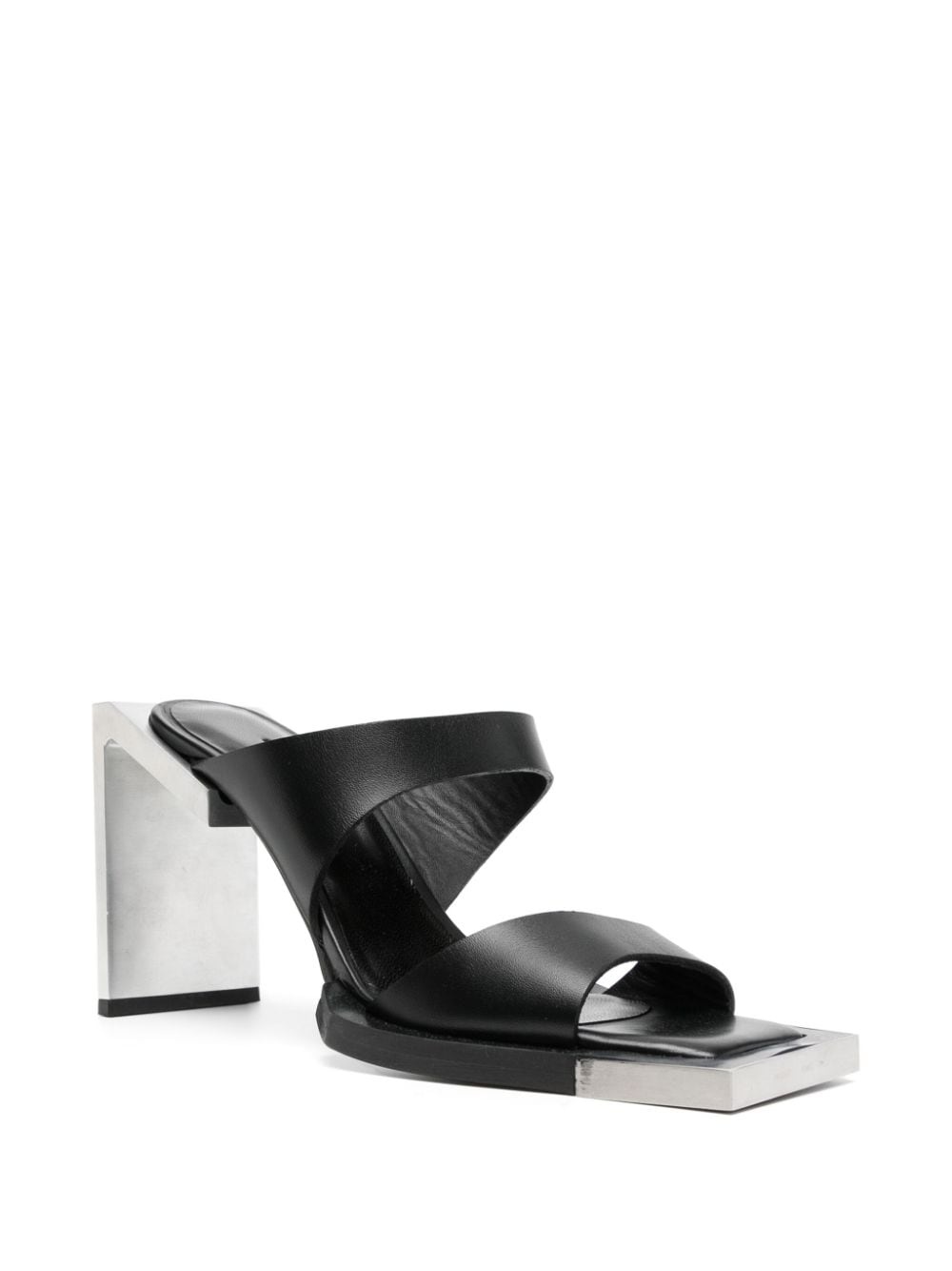 100mm square-open toe leather sandals - 2