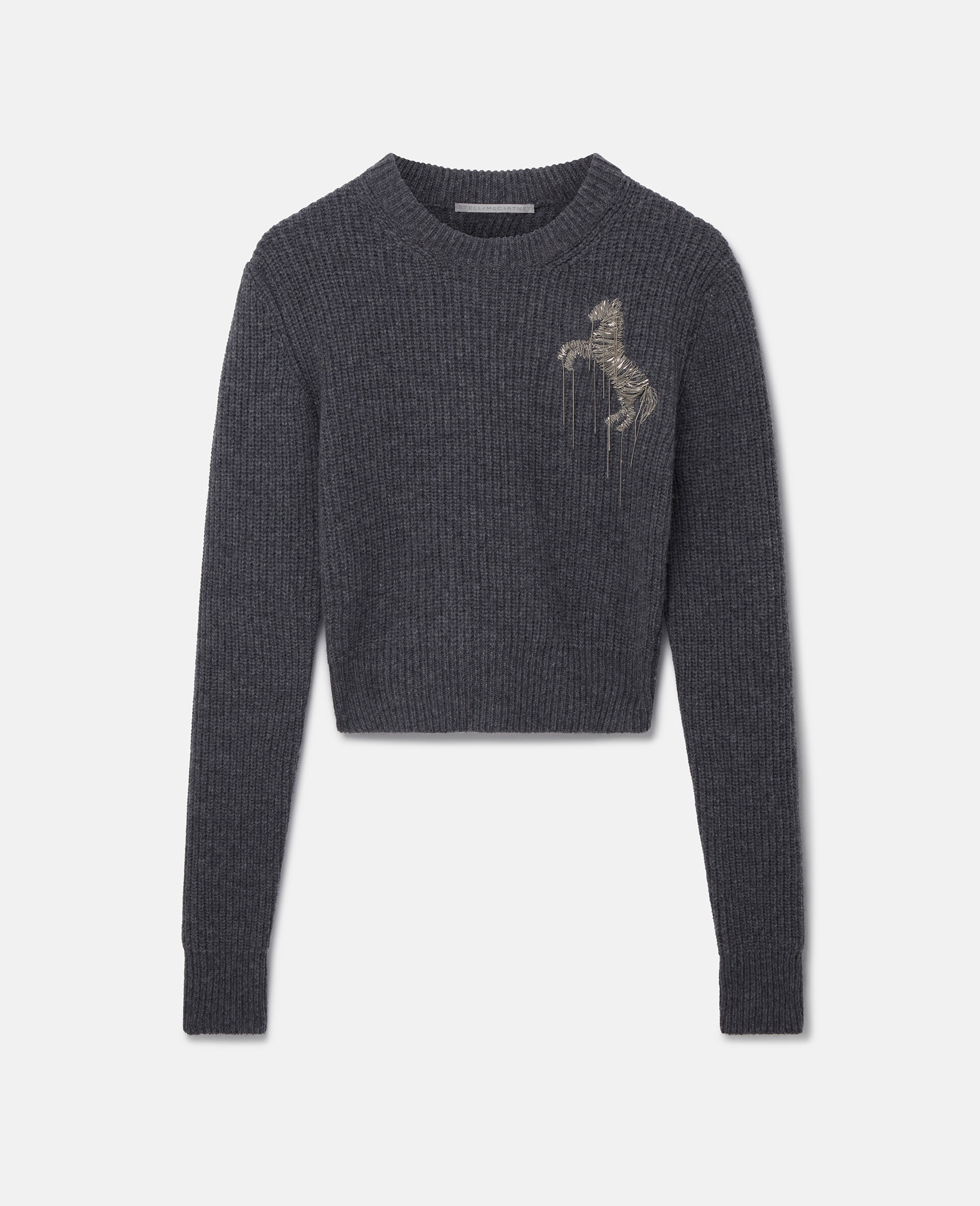 Horse Chain Embroidery Cropped Jumper - 1