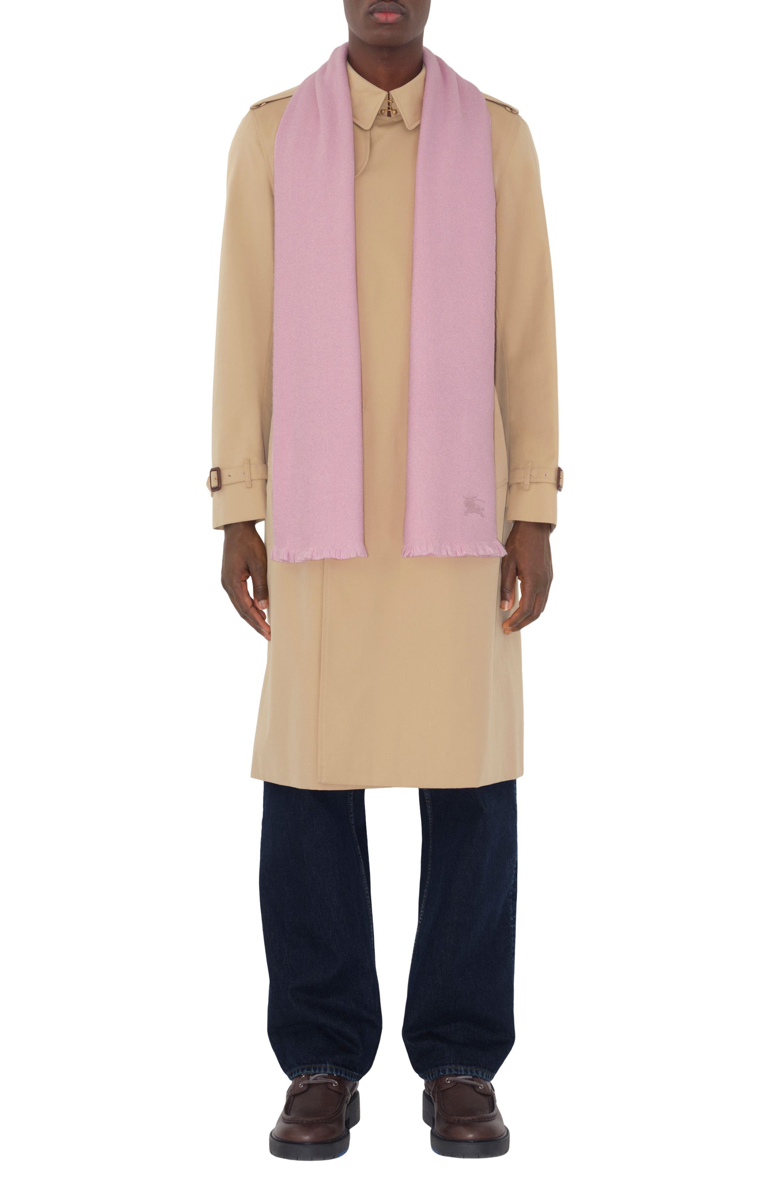 burberry Equestrian Knight Design Cashmere & Silk Fringe Scarf in Dawn at Nordstrom - 5