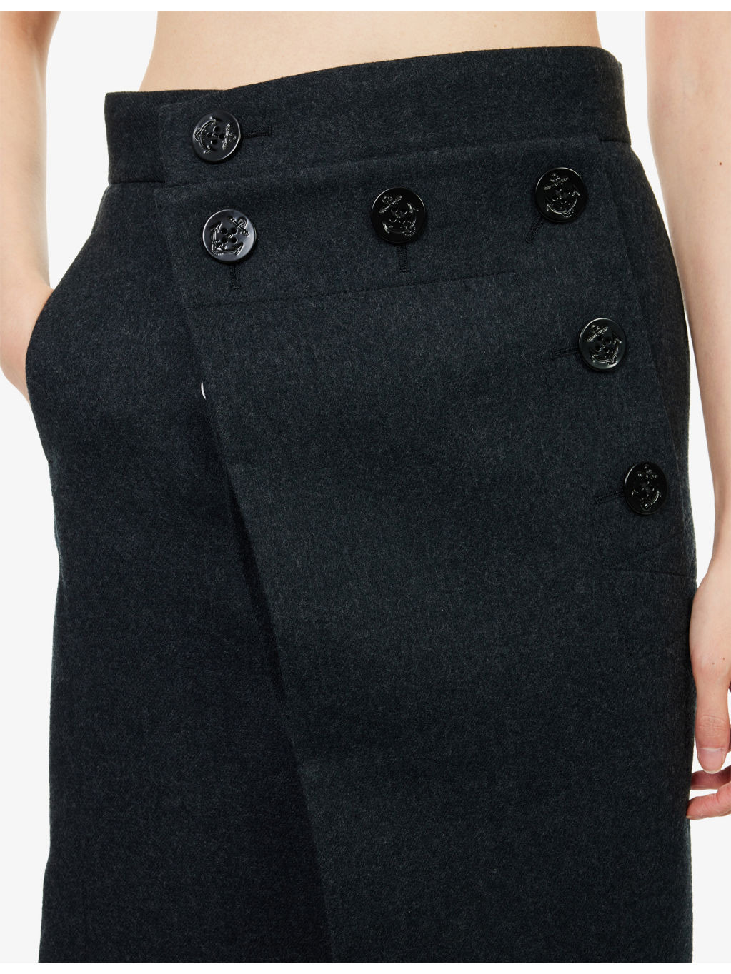 Melton Buttoned Wool Maxi Skirt - 5