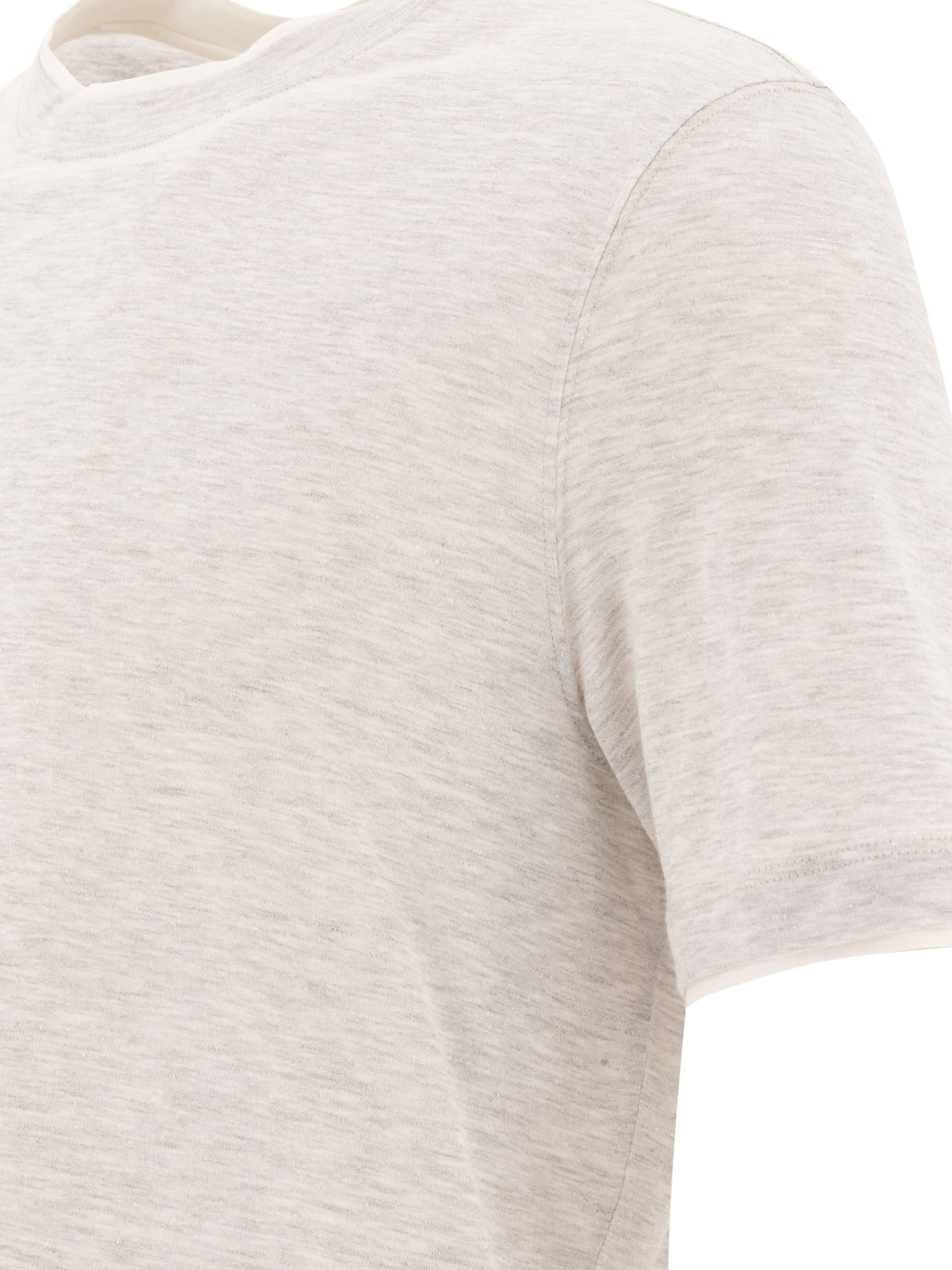 Brunello Cucinelli Crew-neck T-shirt In Linen And Cotton Jersey With Faux Layering - 4