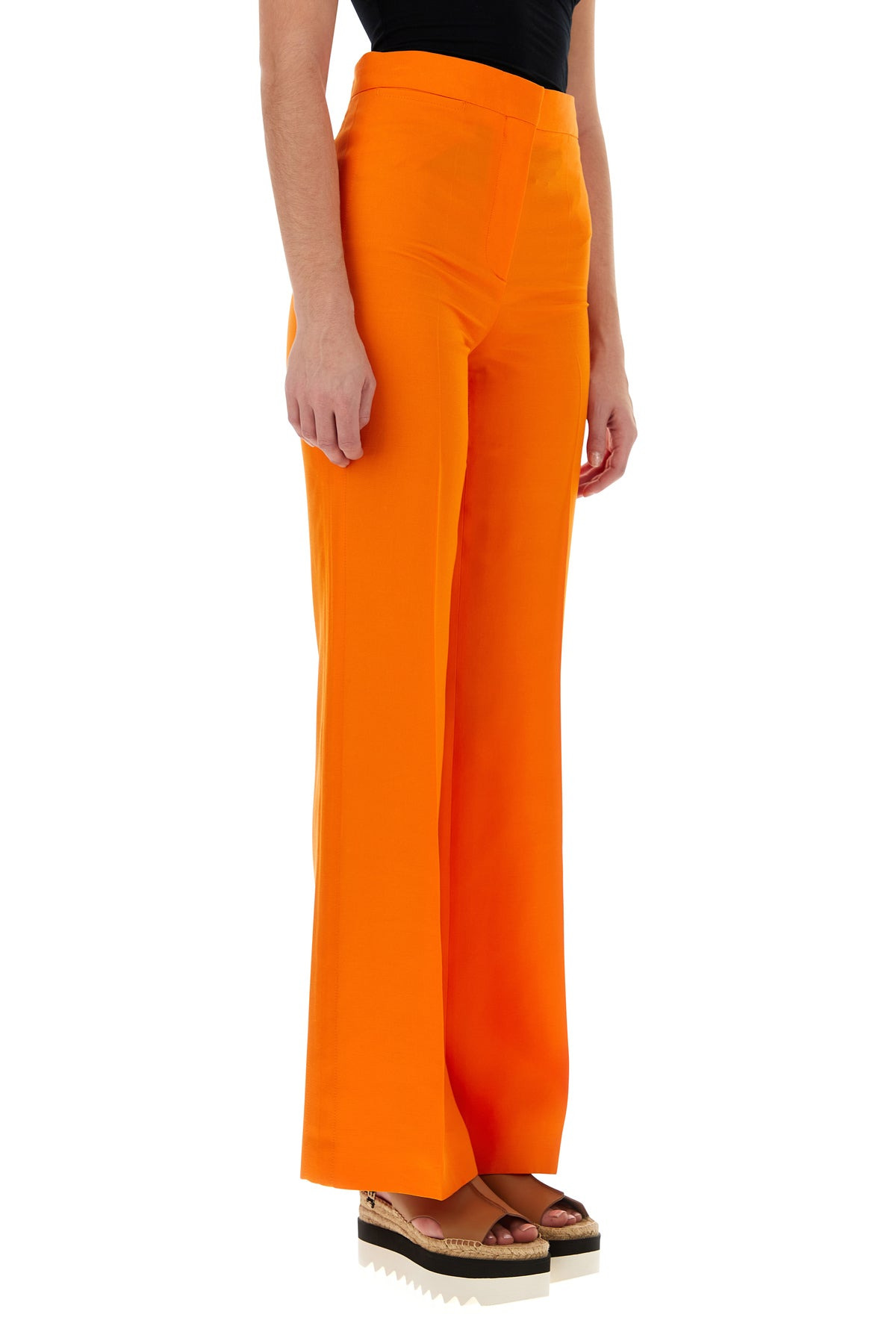 Fluo orange viscose wide-leg pant - 3