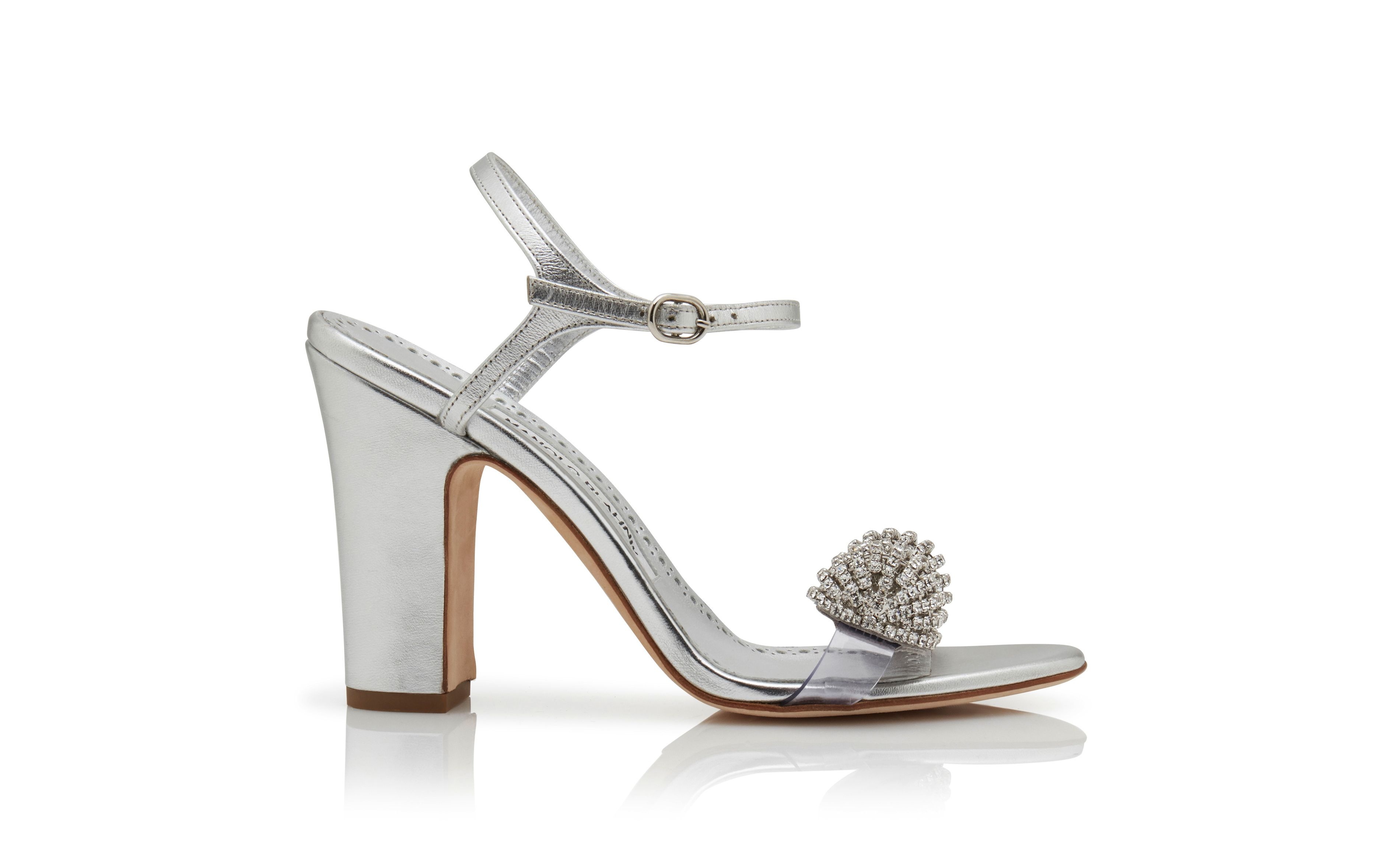 Silver Nappa Leather Embellished Sandals - 1