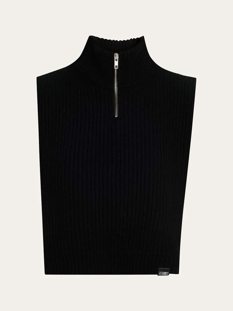 Cropped Wool-Blend Sweater Vest - 1
