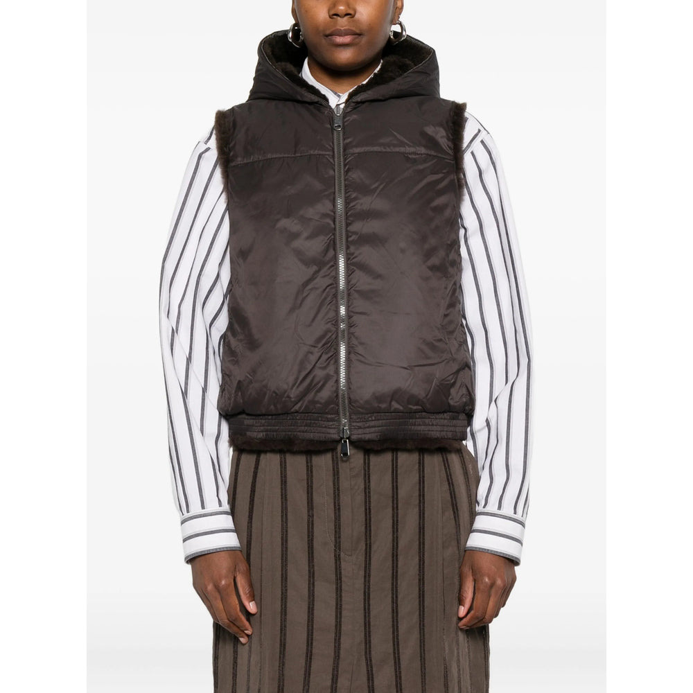 Brunello Cucinelli Brown Jackets - Waistcoat & Gilets Women - 5